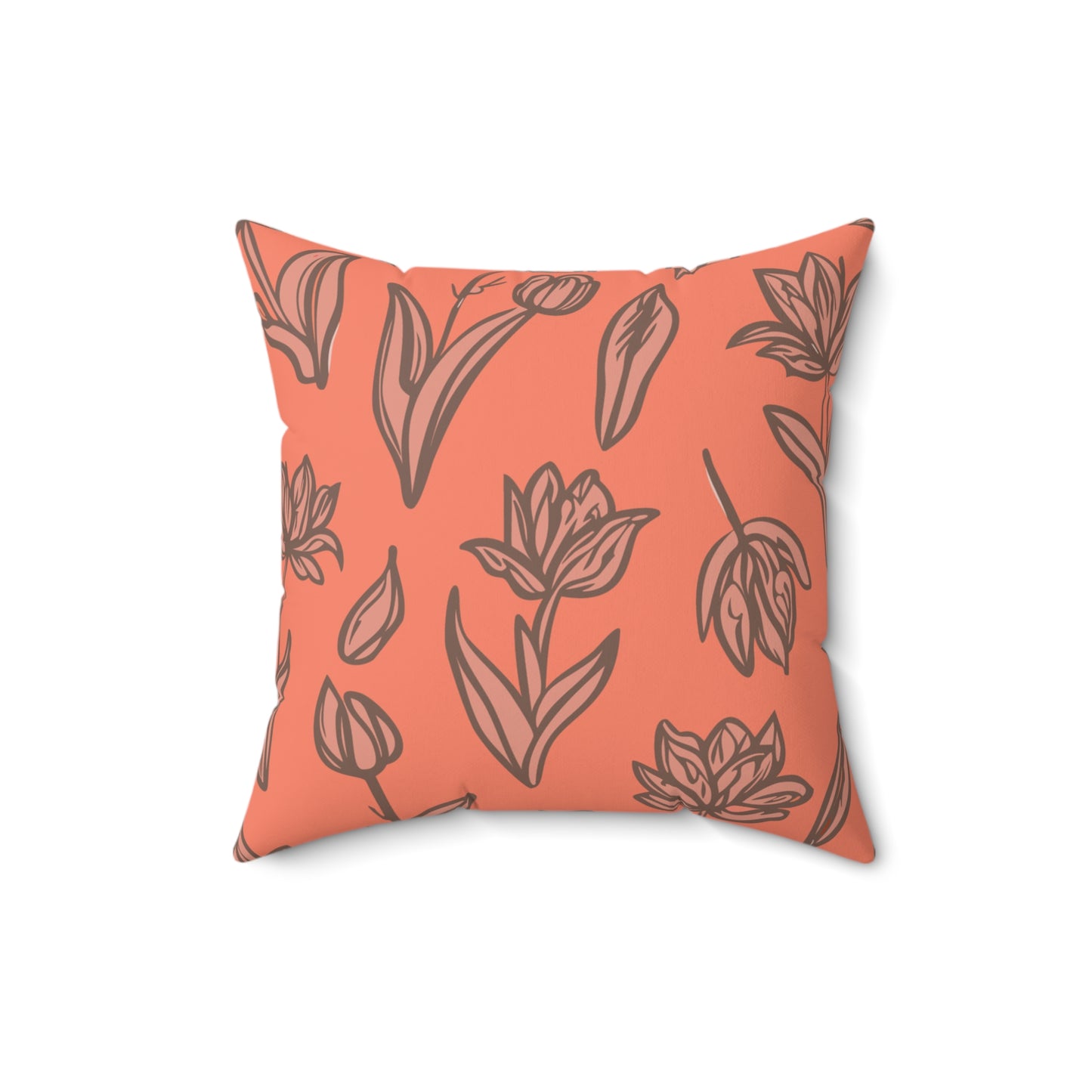 Chic Square Pillow Featuring Fringed Parrot Tulip Pattern