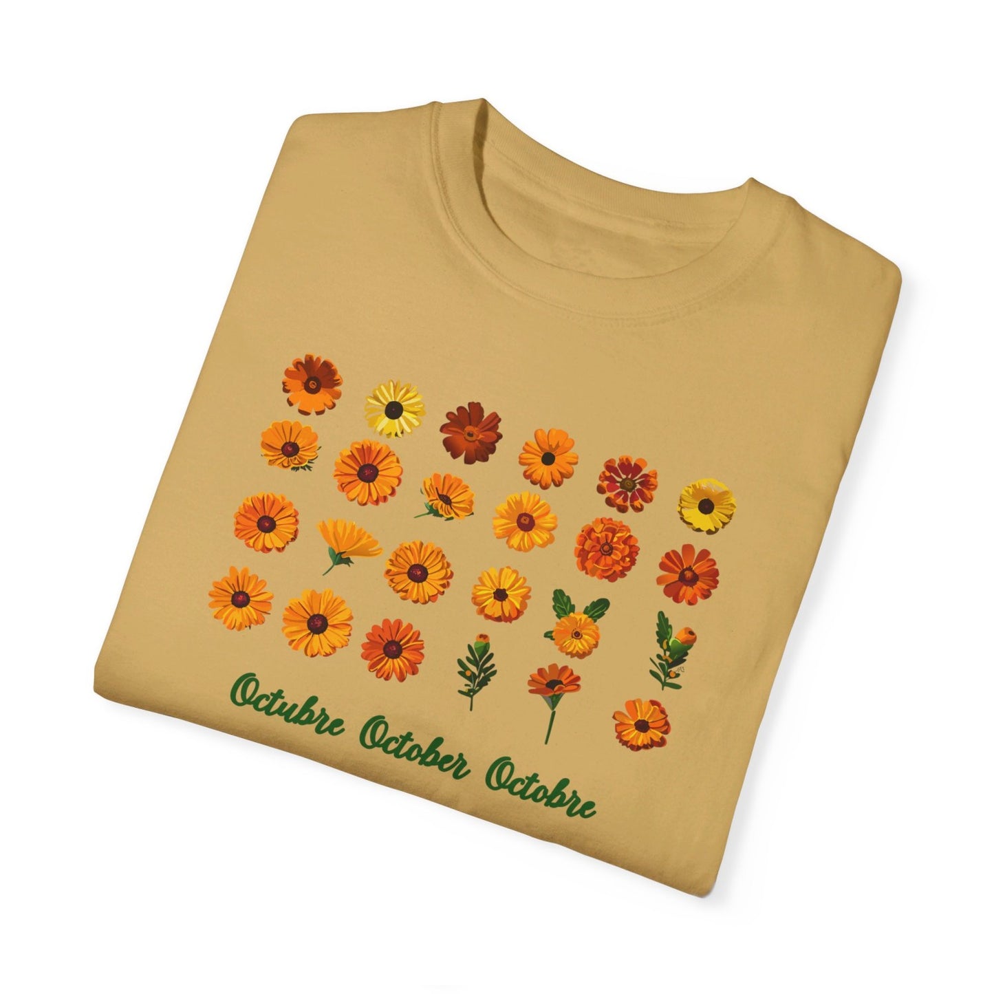 October Inspired Floral T-Shirt Featuring Marigolds