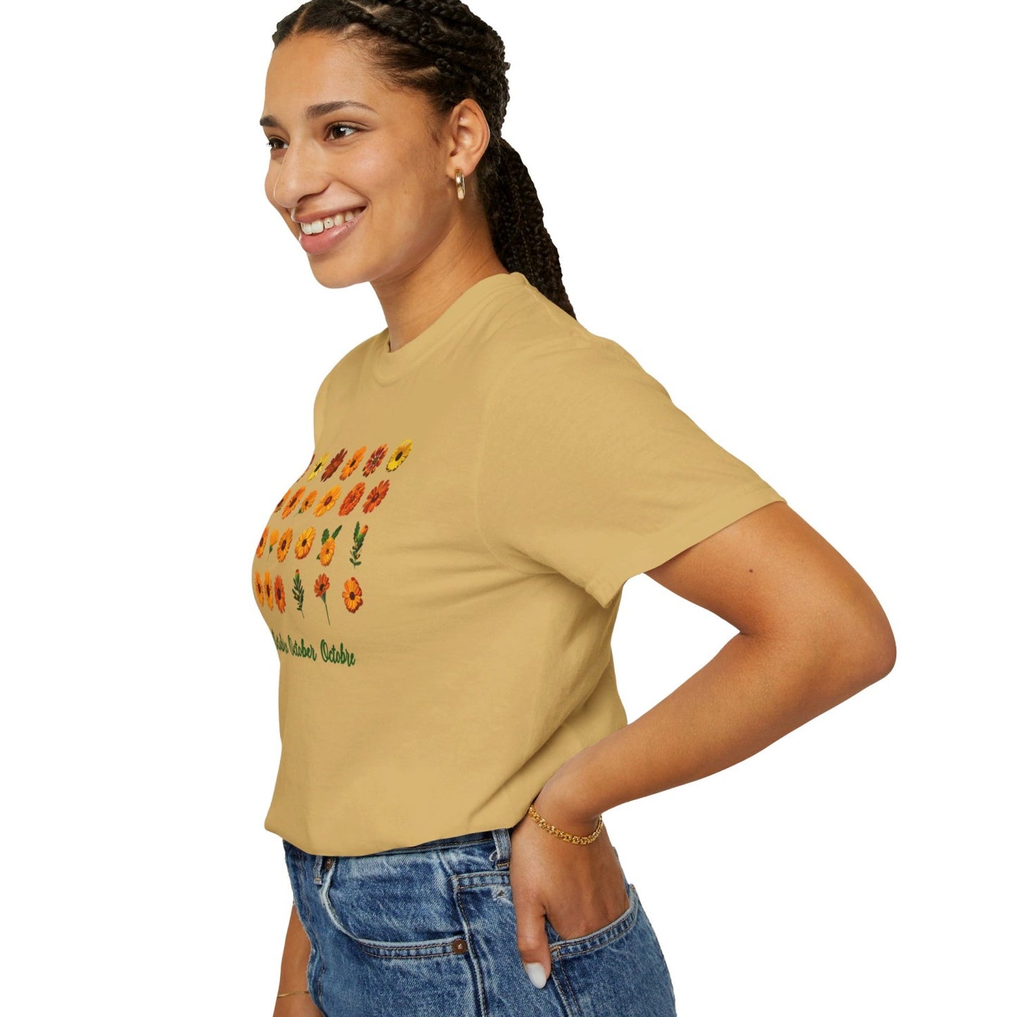 October Inspired Floral T-Shirt Featuring Marigolds