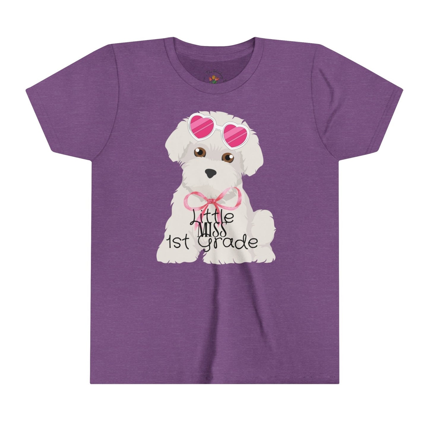 First Grade Back to School Tee Featuring White Fluffy Maltese