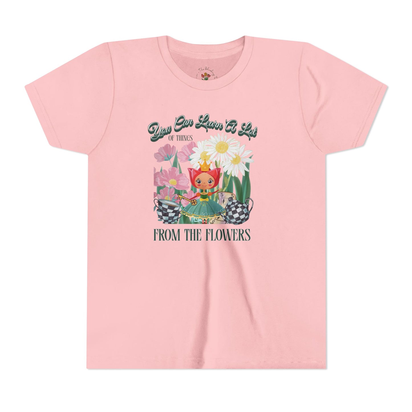 Wonderland Inspired Flower Youth Short Sleeve Tee