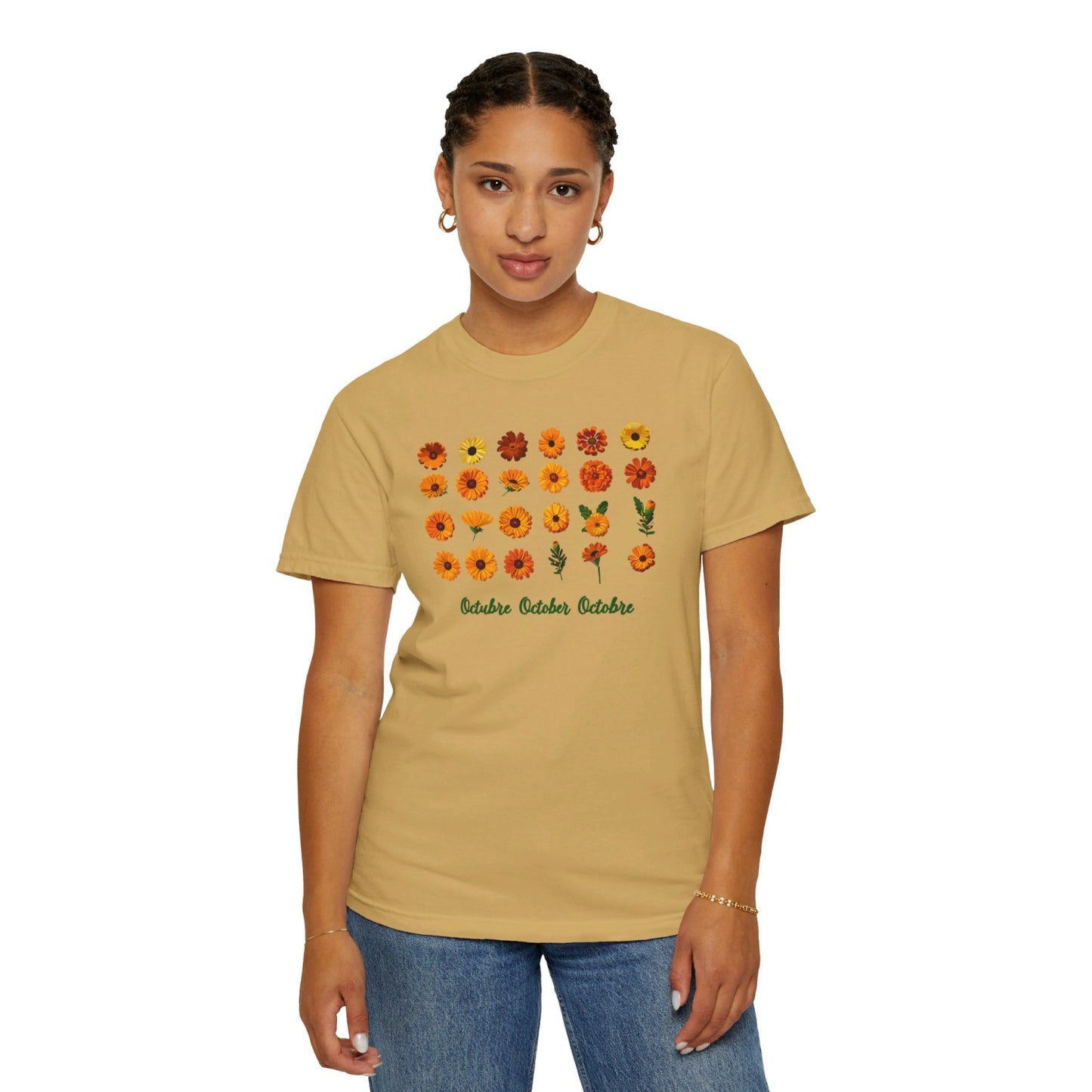 October Inspired Floral T-Shirt Featuring Marigolds