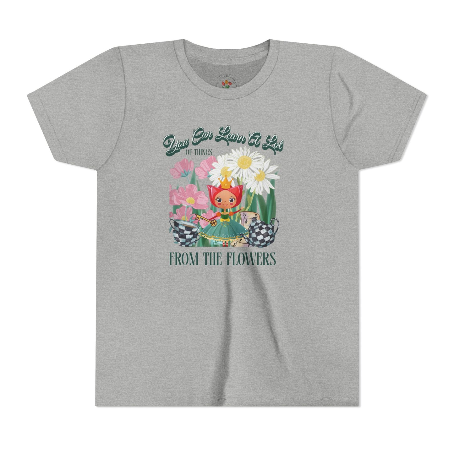 Wonderland Inspired Flower Youth Short Sleeve Tee
