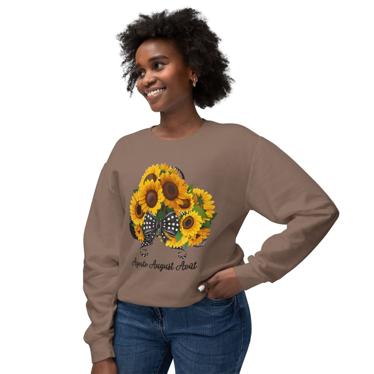 August Inspired Floral Sweatshirt Featuring Sunflowers Bouquet