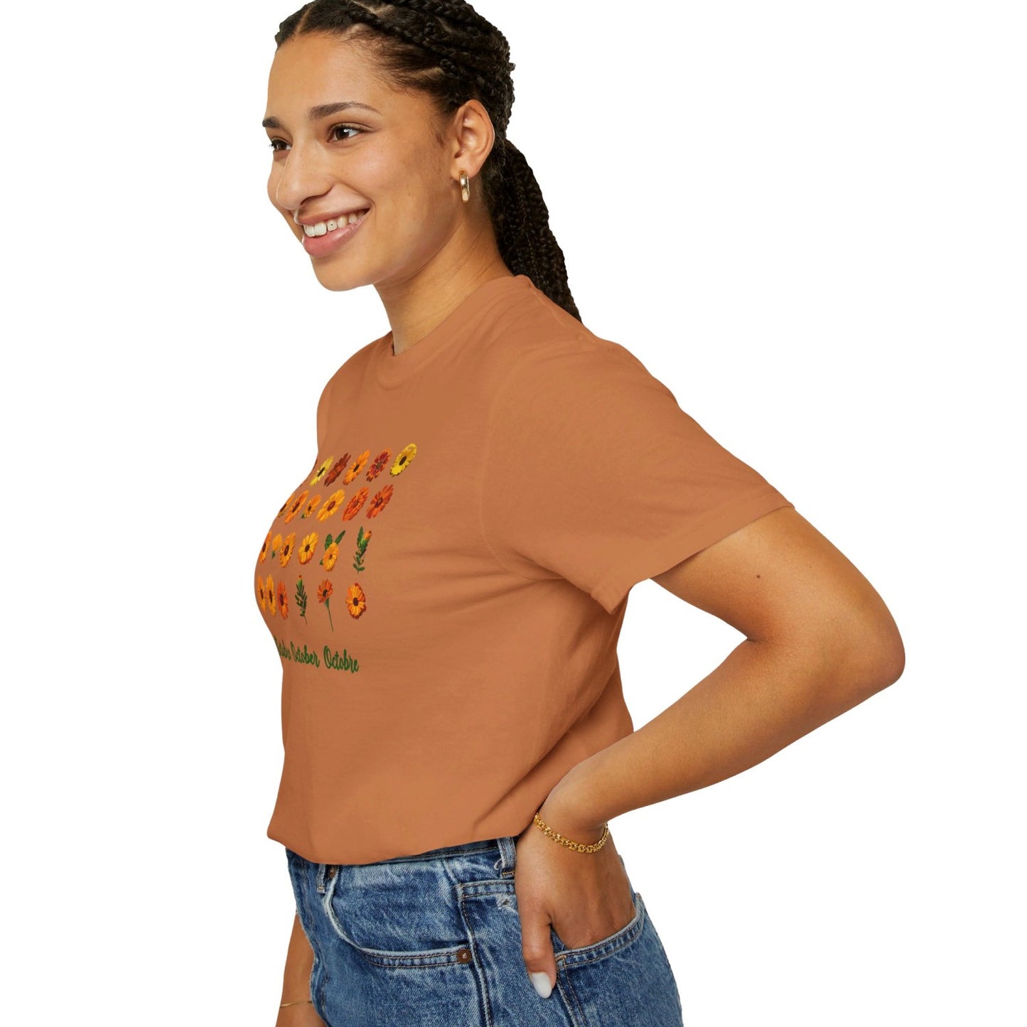 October Inspired Floral T-Shirt Featuring Marigolds