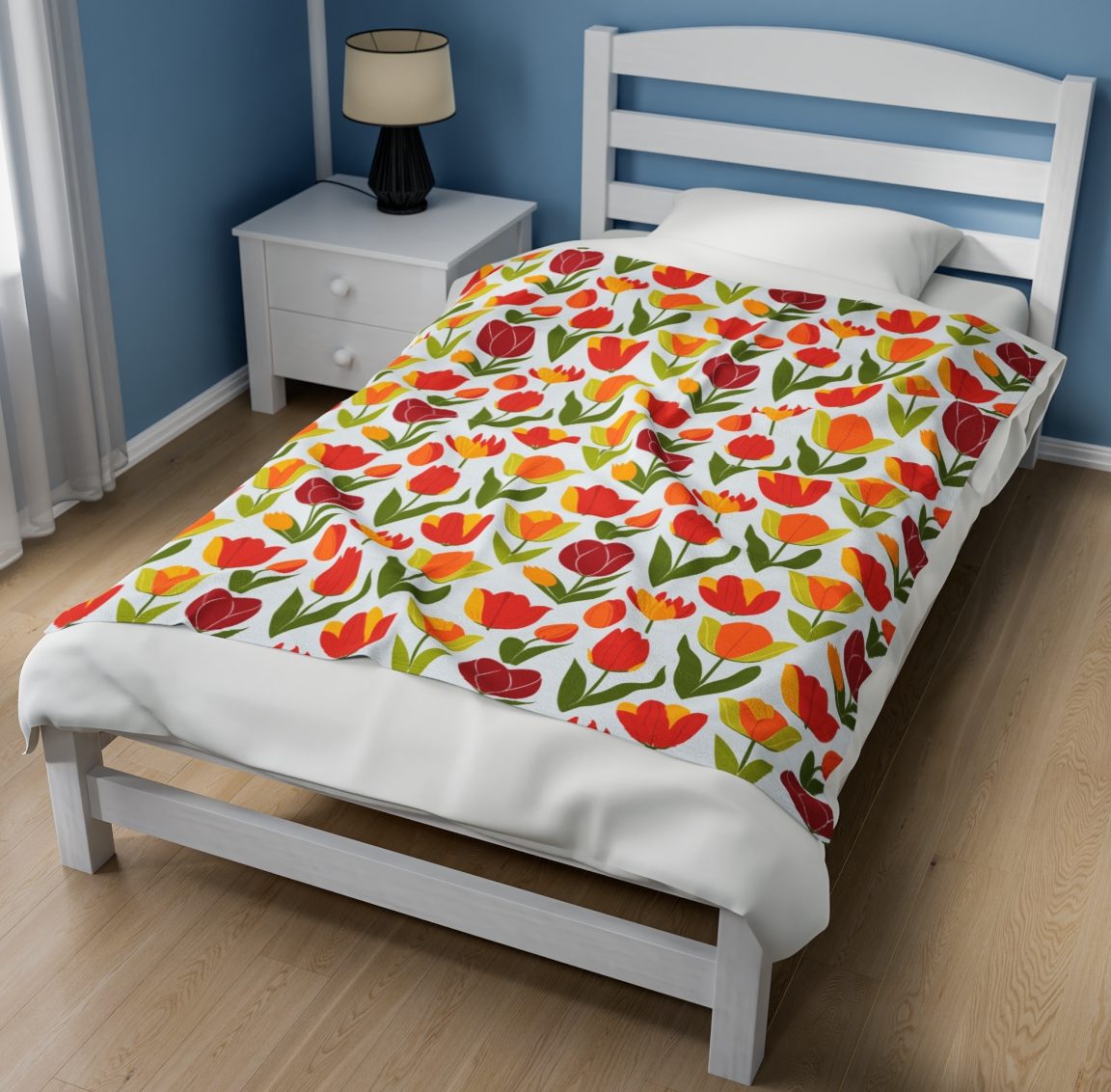 Velveteen Plush Blanket with Cozy Tulip Festival Design