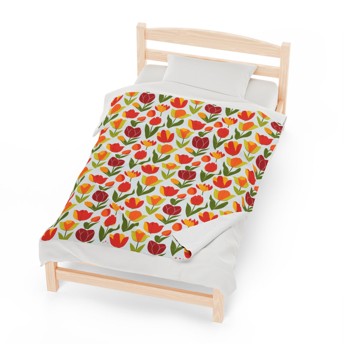 Velveteen Plush Blanket with Cozy Tulip Festival Design