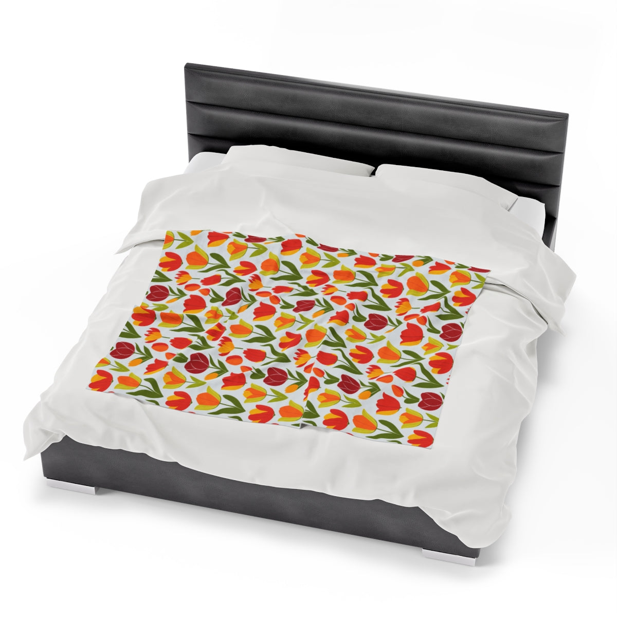 Velveteen Plush Blanket with Cozy Tulip Festival Design