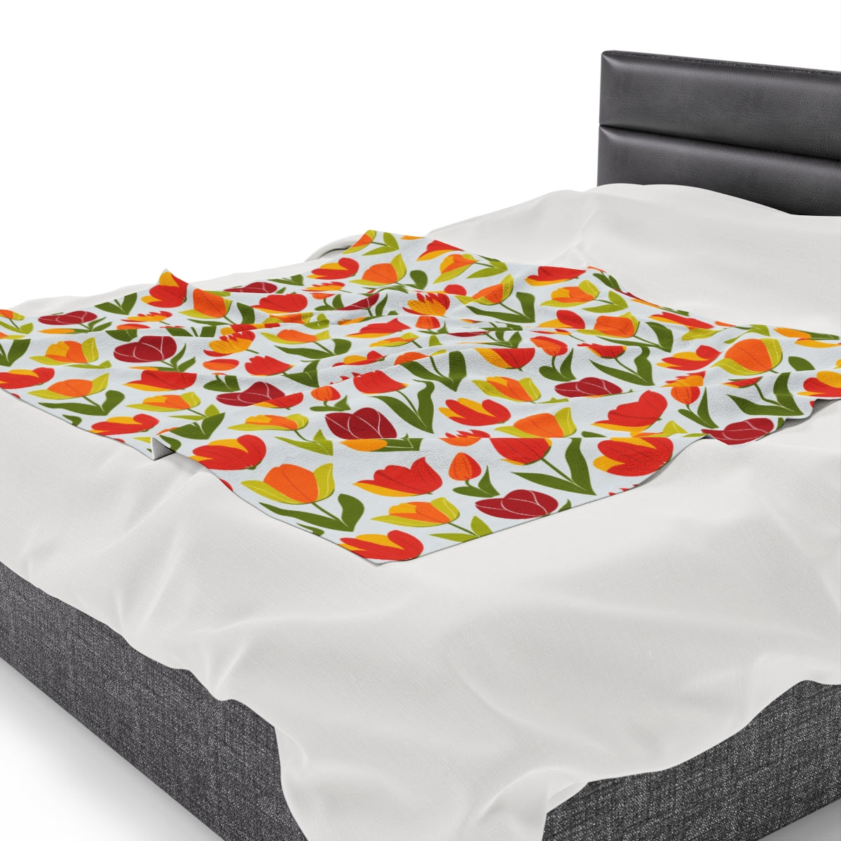 Velveteen Plush Blanket with Cozy Tulip Festival Design