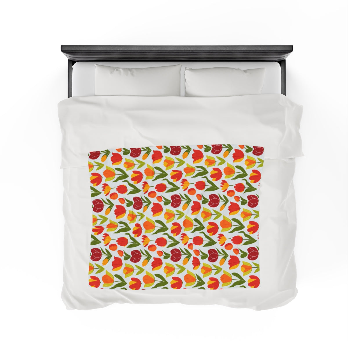 Velveteen Plush Blanket with Cozy Tulip Festival Design
