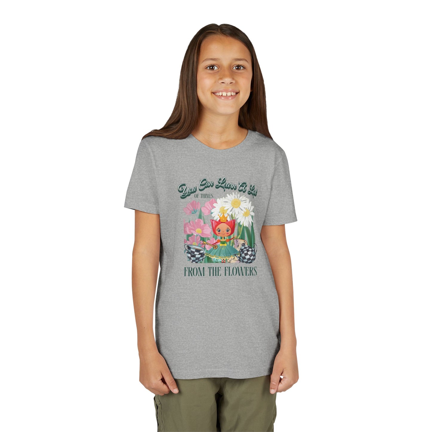 Wonderland Inspired Flower Youth Short Sleeve Tee