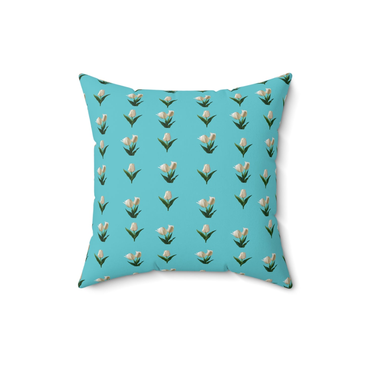 Turquoise Tulip Spun Polyester Square Pillow