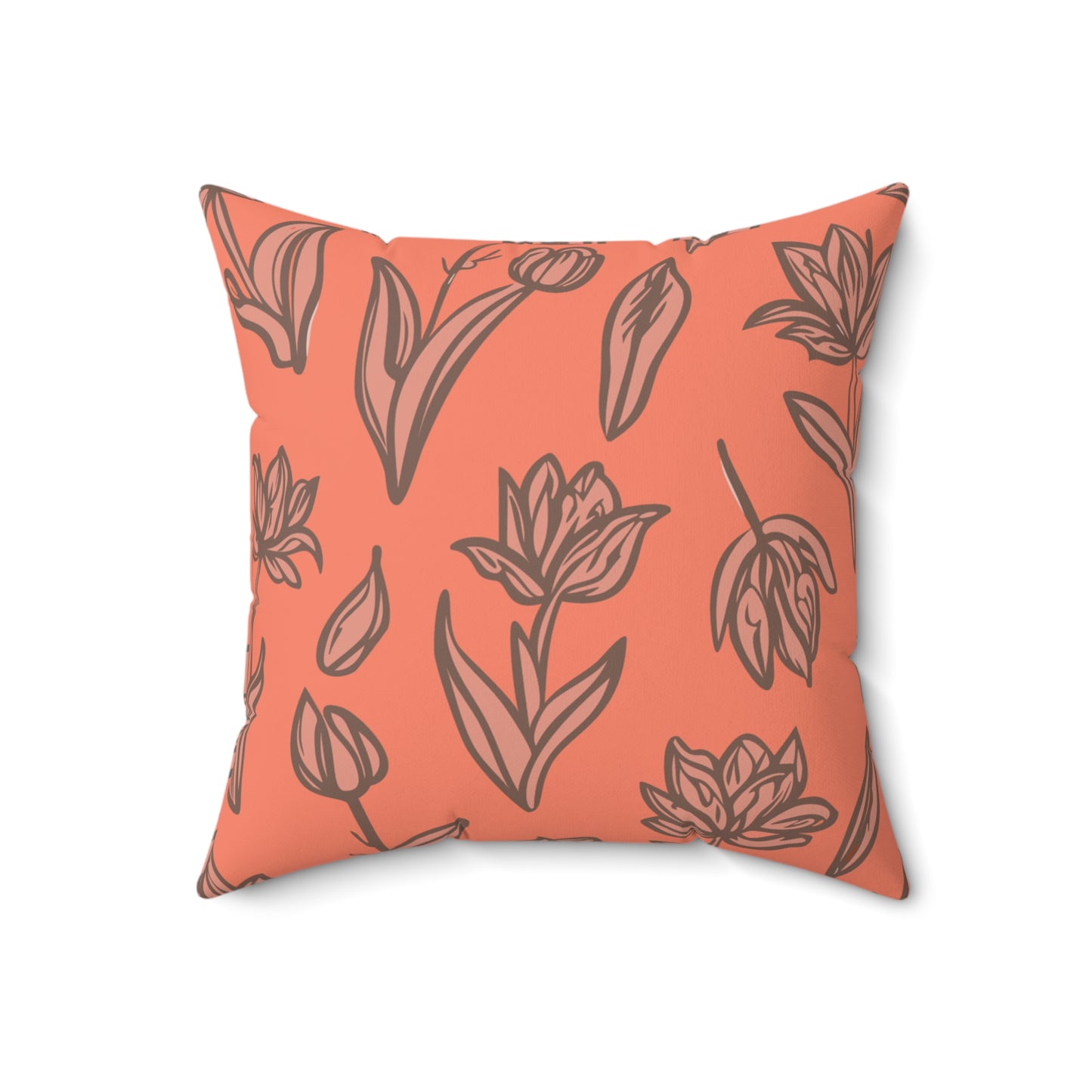 Chic Square Pillow Featuring Fringed Parrot Tulip Pattern