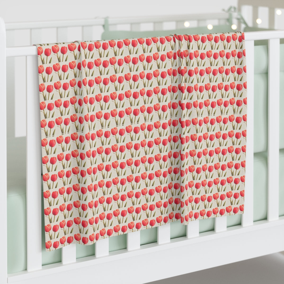 Baby Swaddle Blanket with Tulip Parade Design
