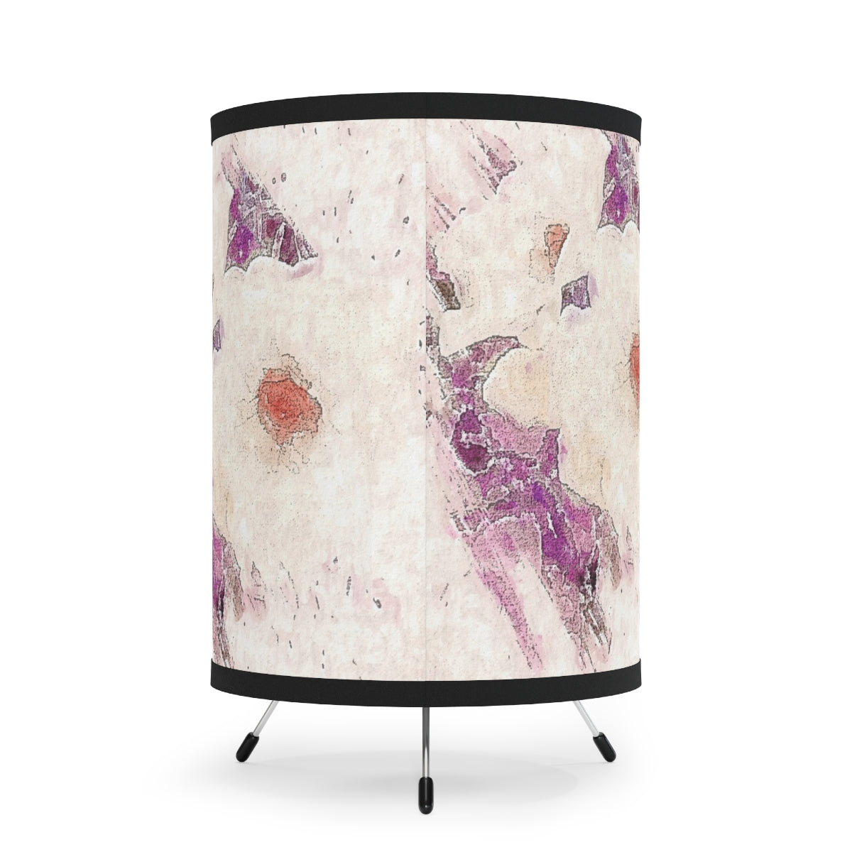 Stylish Lavender Floral Tripod Lamp in Watercolor Style