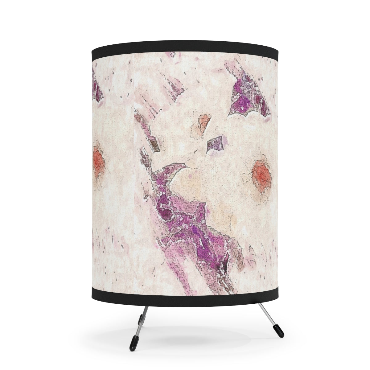 Stylish Lavender Floral Tripod Lamp in Watercolor Style