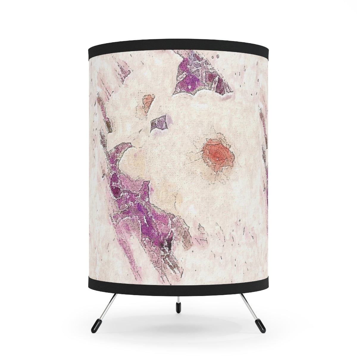 Stylish Lavender Floral Tripod Lamp in Watercolor Style