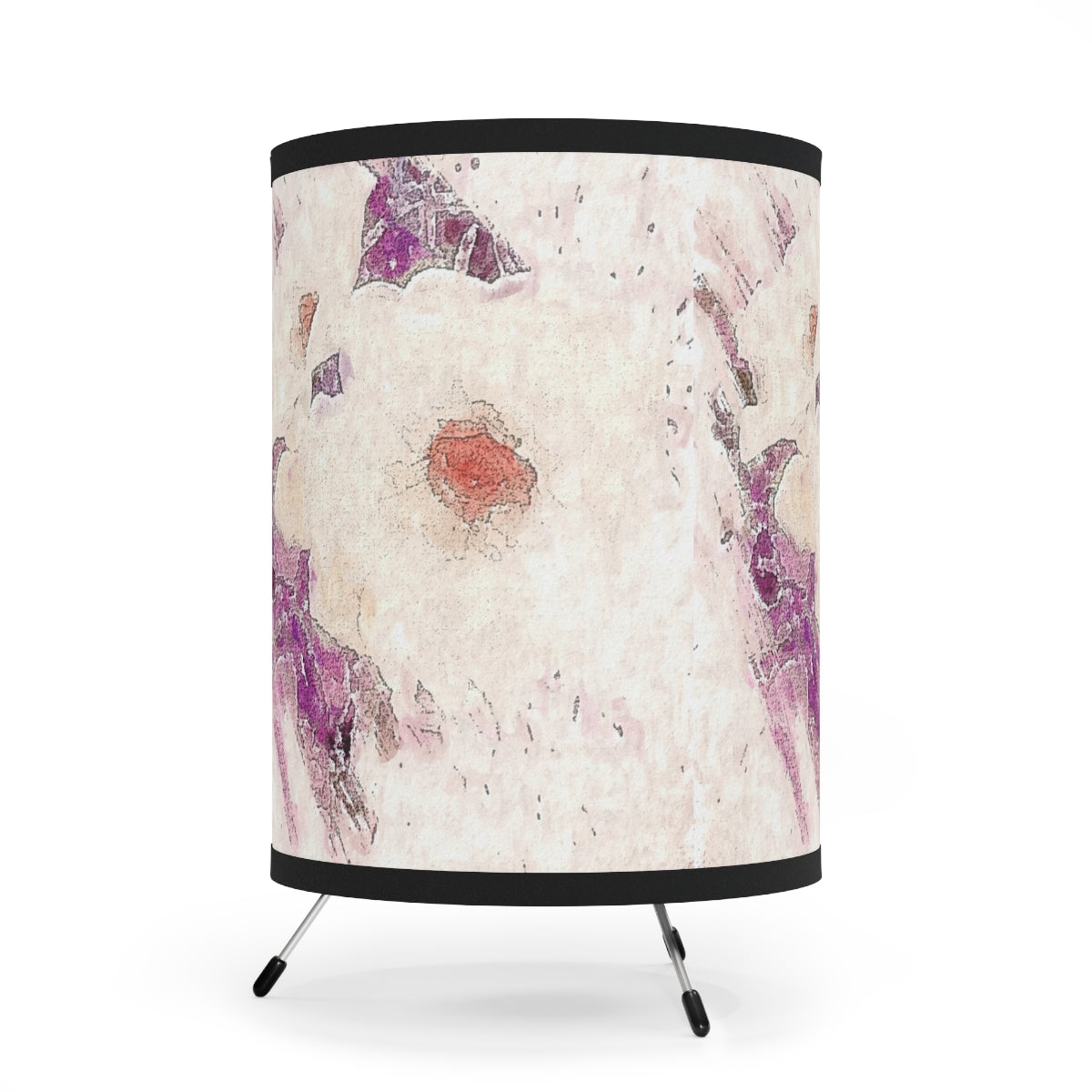 Stylish Lavender Floral Tripod Lamp in Watercolor Style