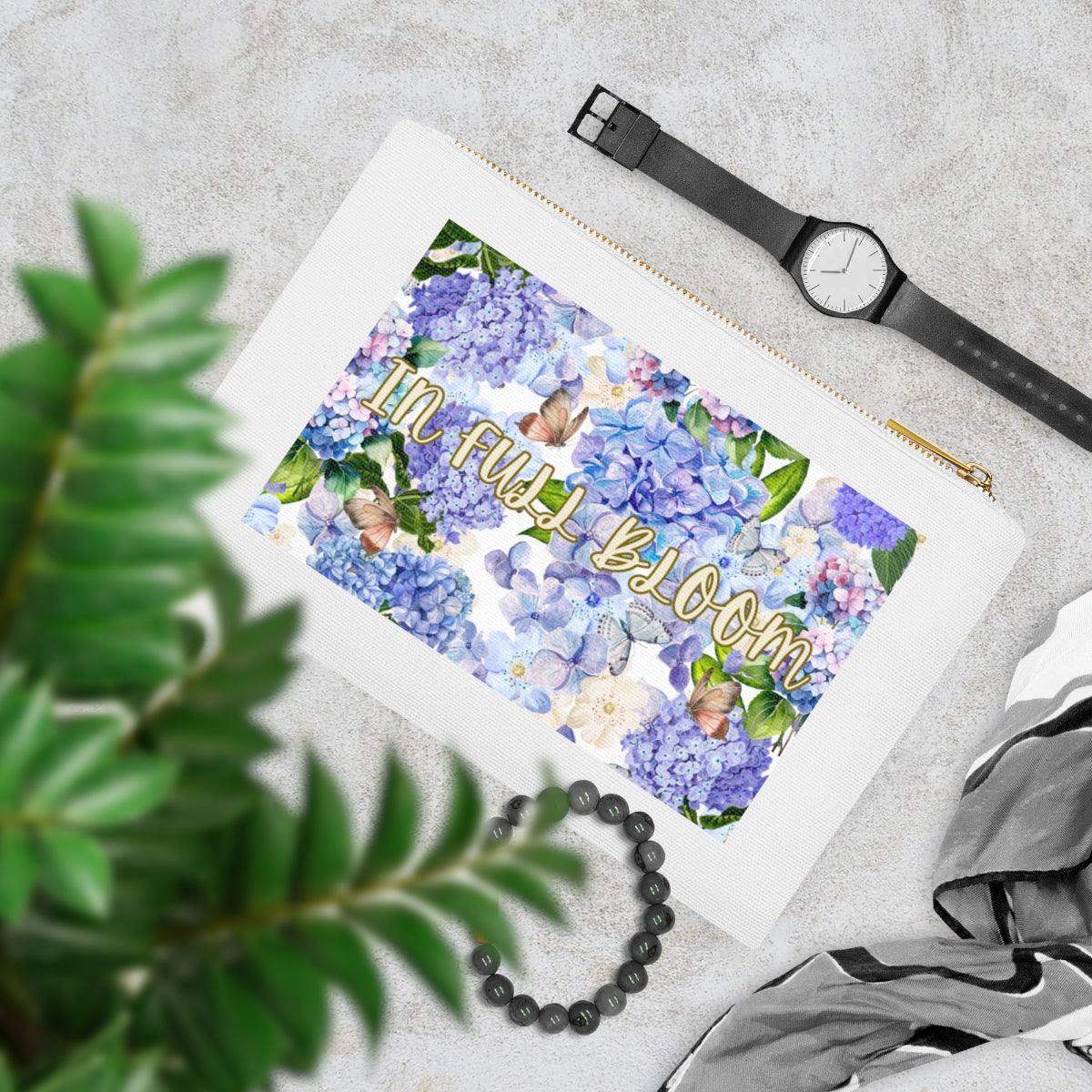Cosmetic Bag Featuring Nantucket Blue Hydrangeas