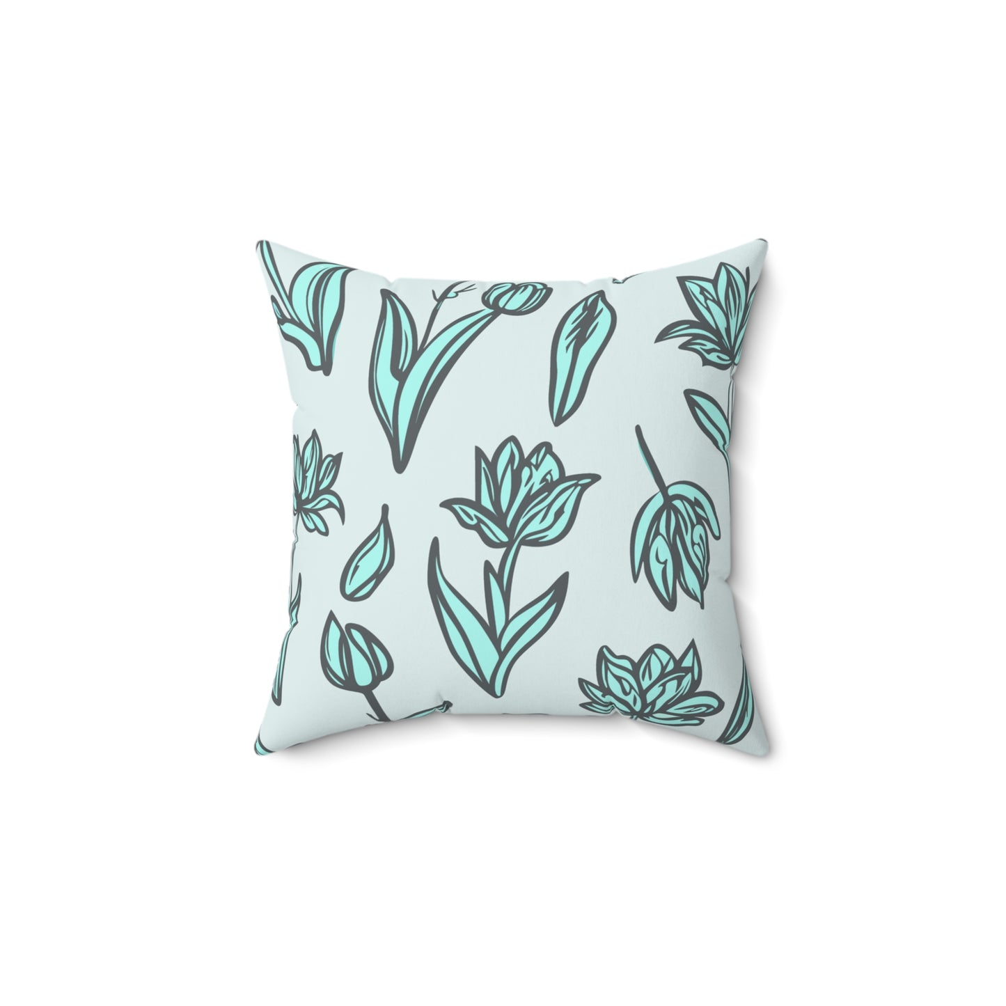 Chic Square Pillow Featuring Fringed Parrot Tulip Pattern