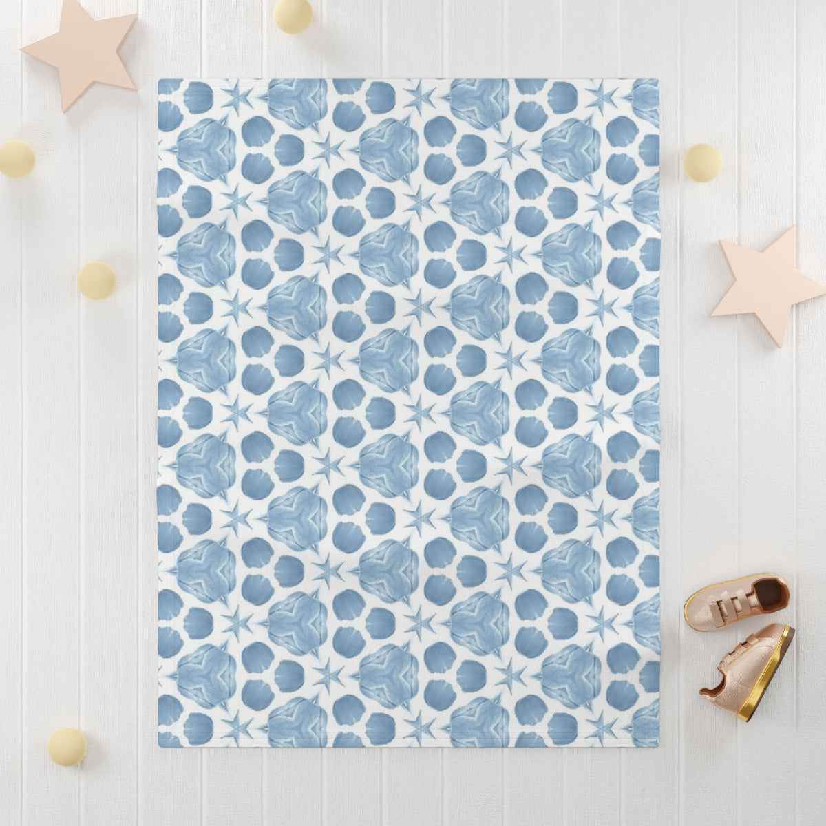 Soft Fleece Baby Blanket with Baby Blue Tulips
