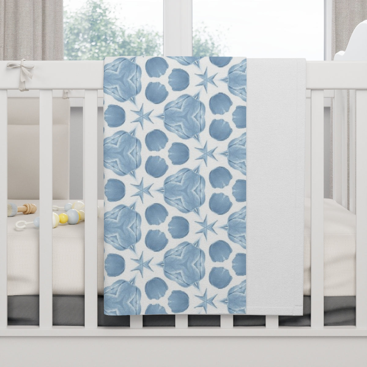 Soft Fleece Baby Blanket with Baby Blue Tulips