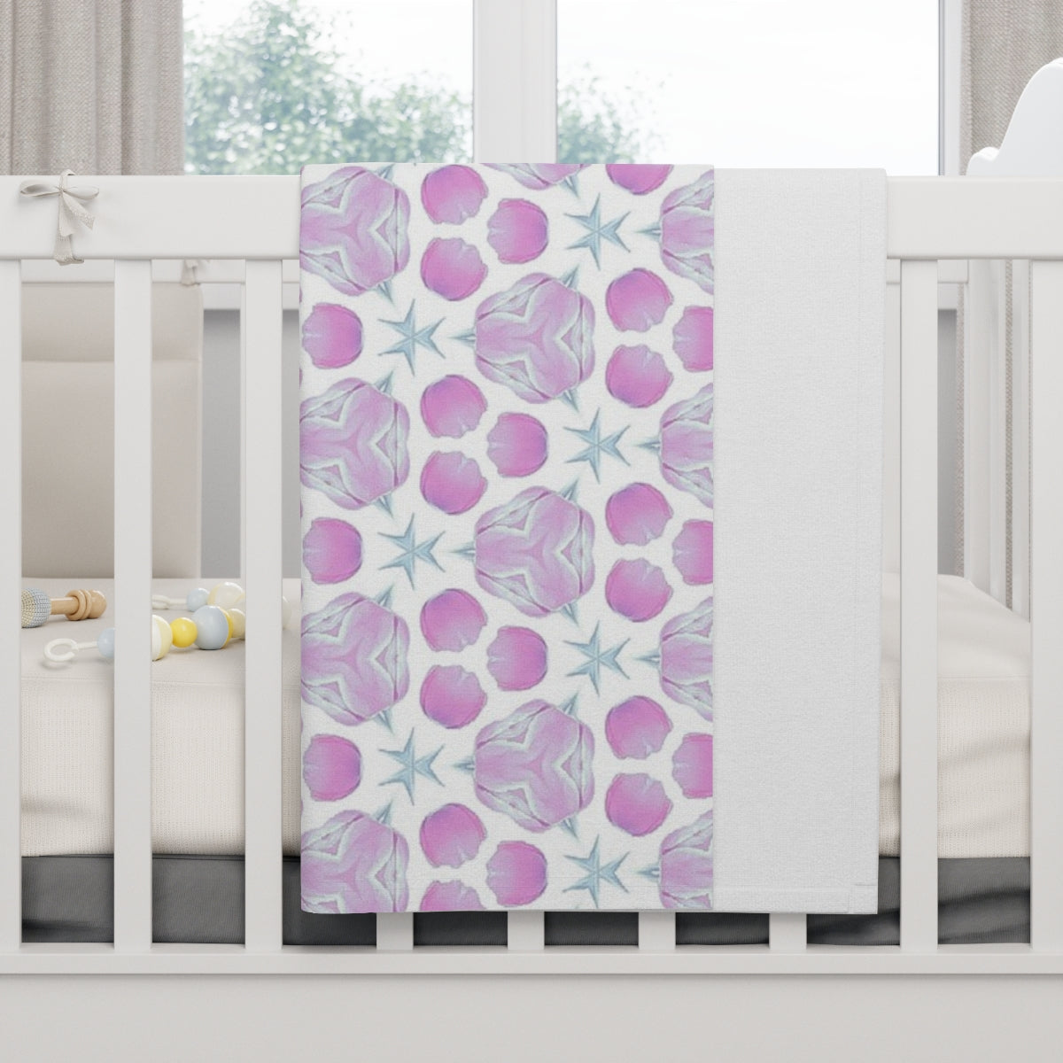 Soft Fleece Baby Blanket with Lavender Tulips