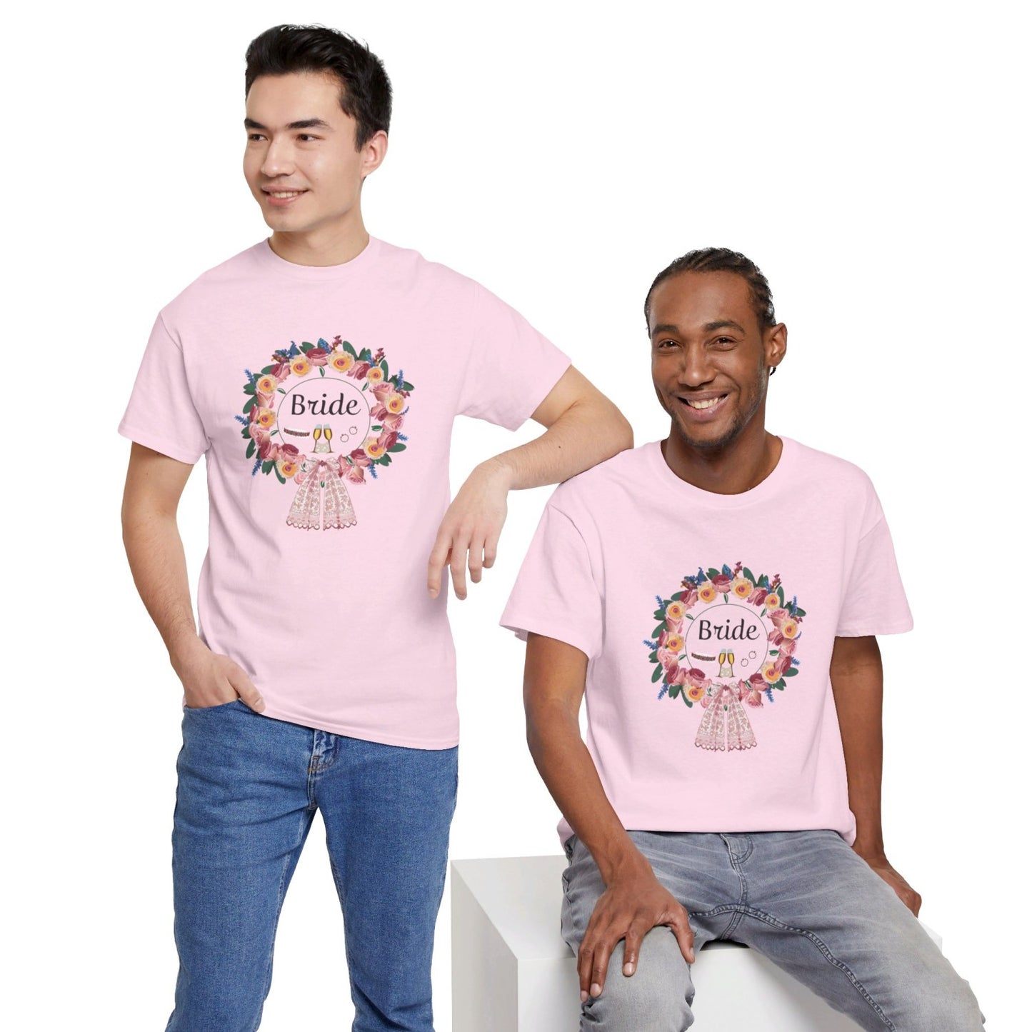 Bride Floral Wreath Heavy Cotton Bachelorette Party Tee