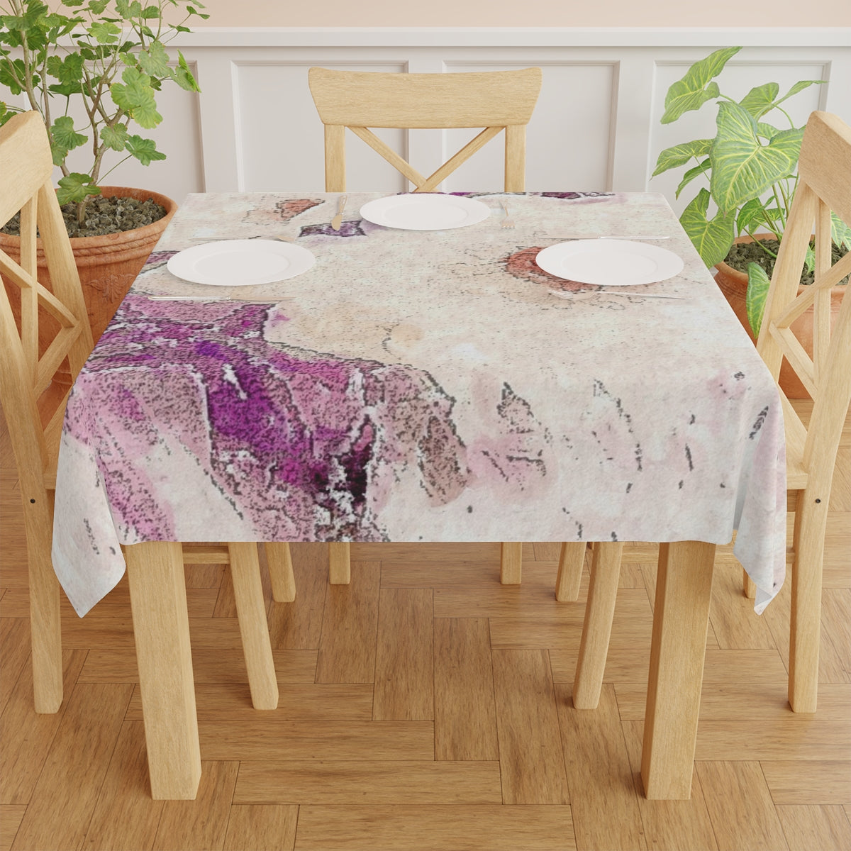 Stylish Lavender Floral Tablecloth Watercolor Style