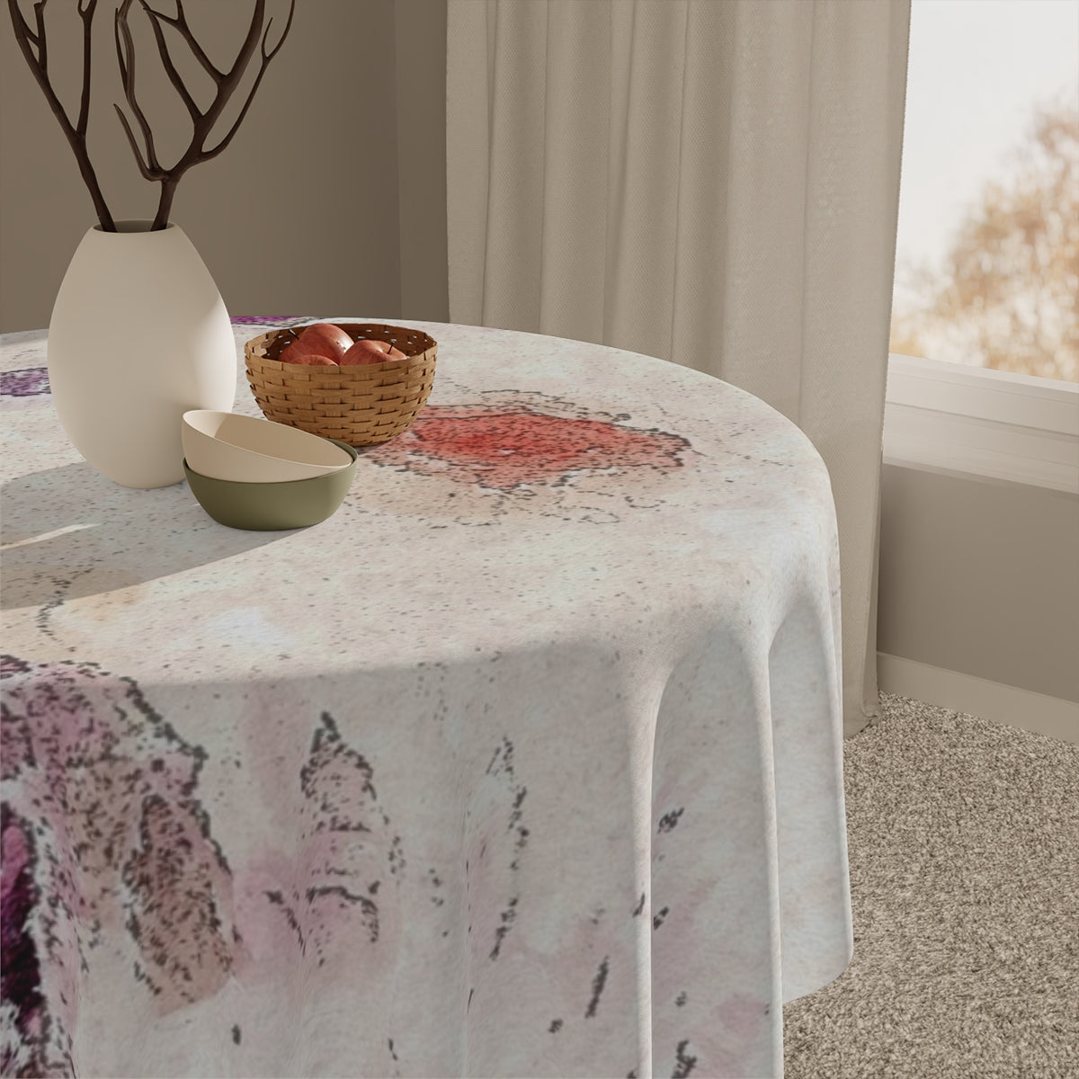 Stylish Lavender Floral Tablecloth Watercolor Style