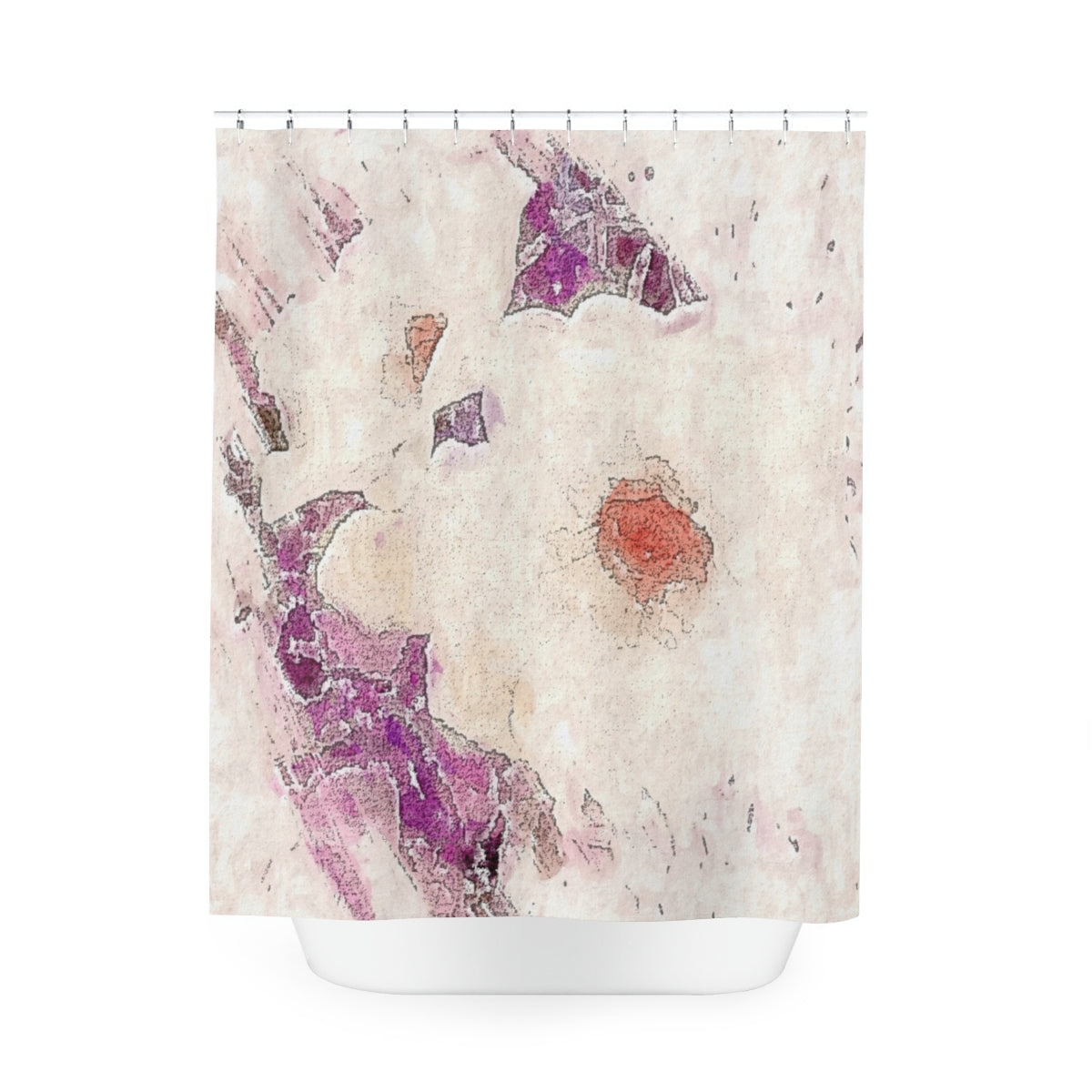 Lavender Floral Shower Curtain in Watercolor Style