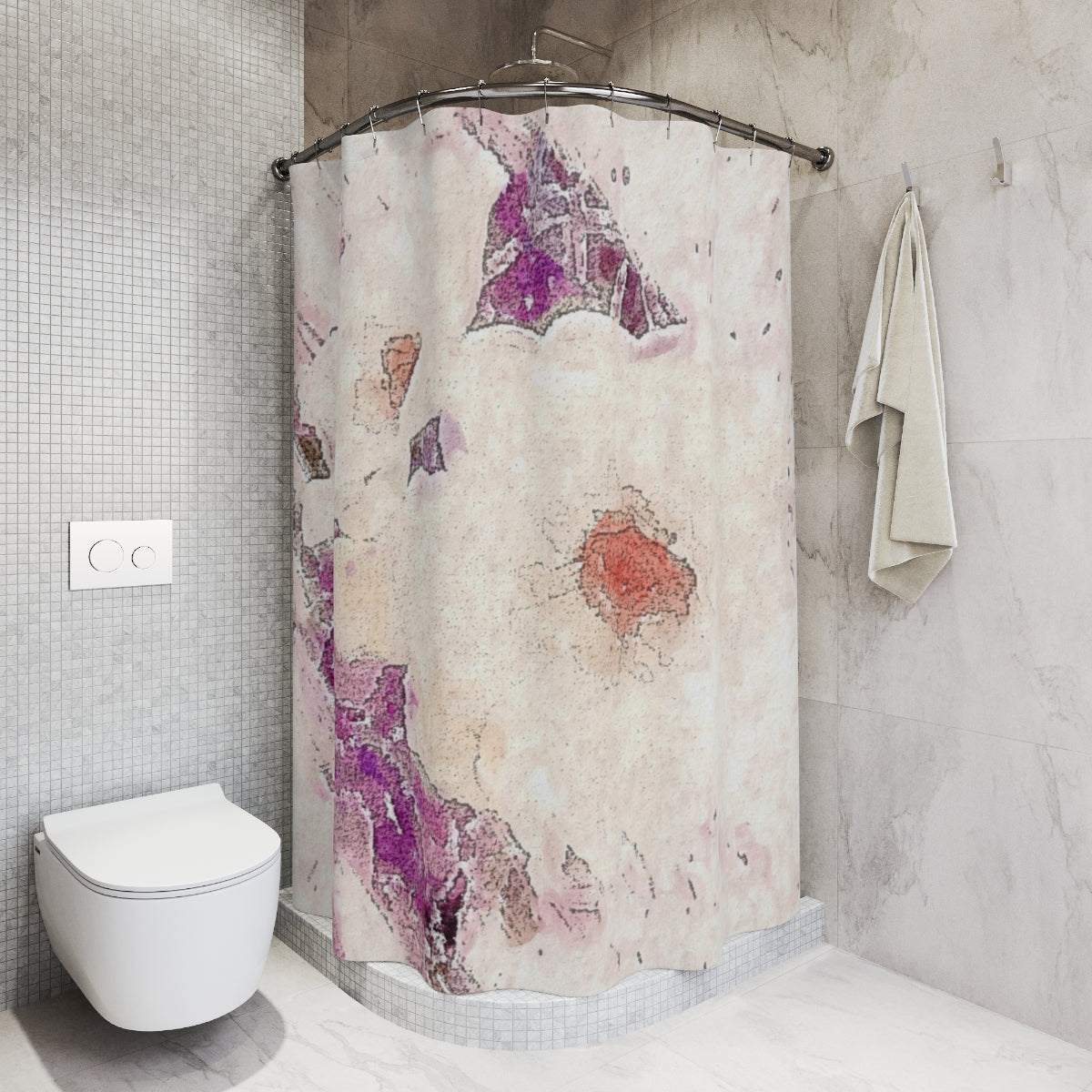 Lavender Floral Shower Curtain in Watercolor Style