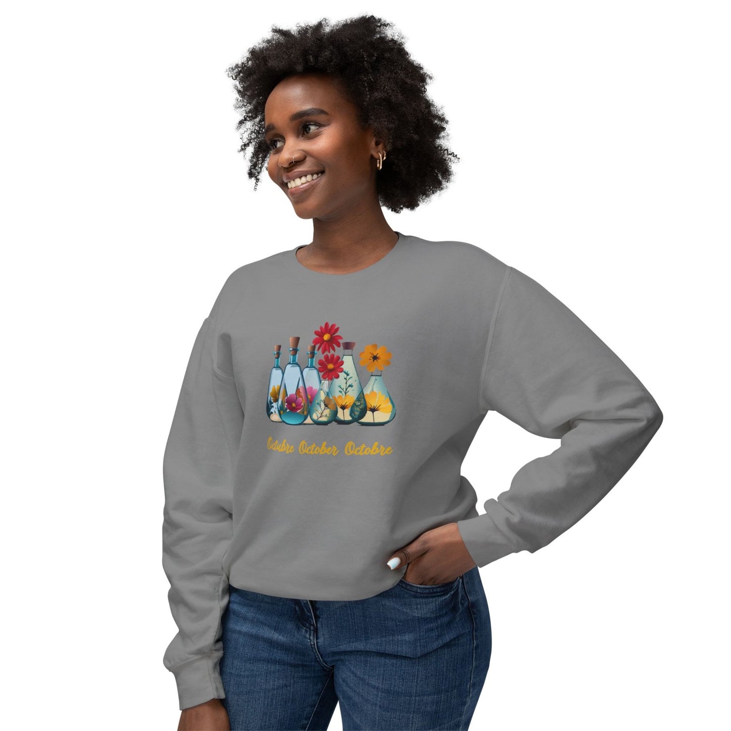 October Inspired Floral Sweatshirt Featuring Cosmos