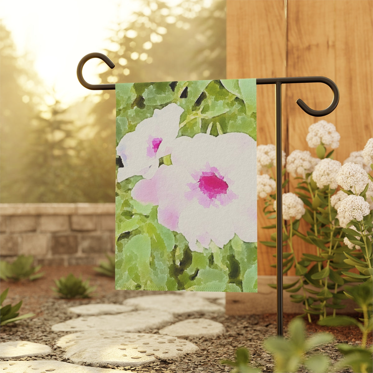 Chic Green Floral Garden Banner in Watercolor Design