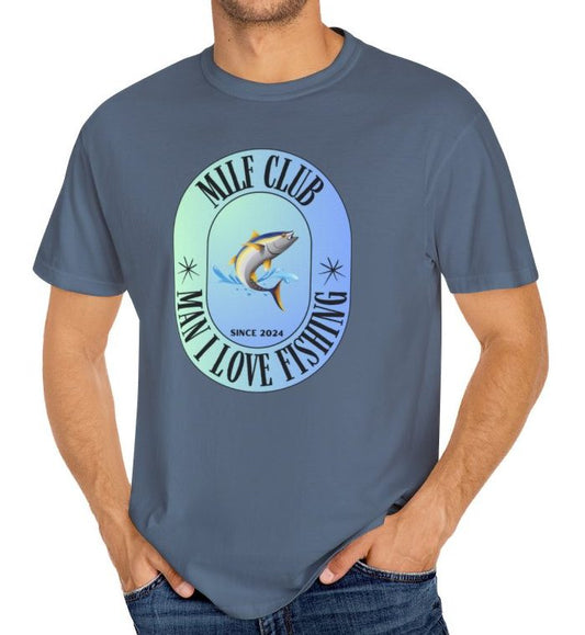 Hook yourself a good time with our stylish cotton t-shirt, proudly sporting the logo "Man I Love Fishing." This tee is a must-have for anyone who'd rather be out on the water than stuck on dry land.