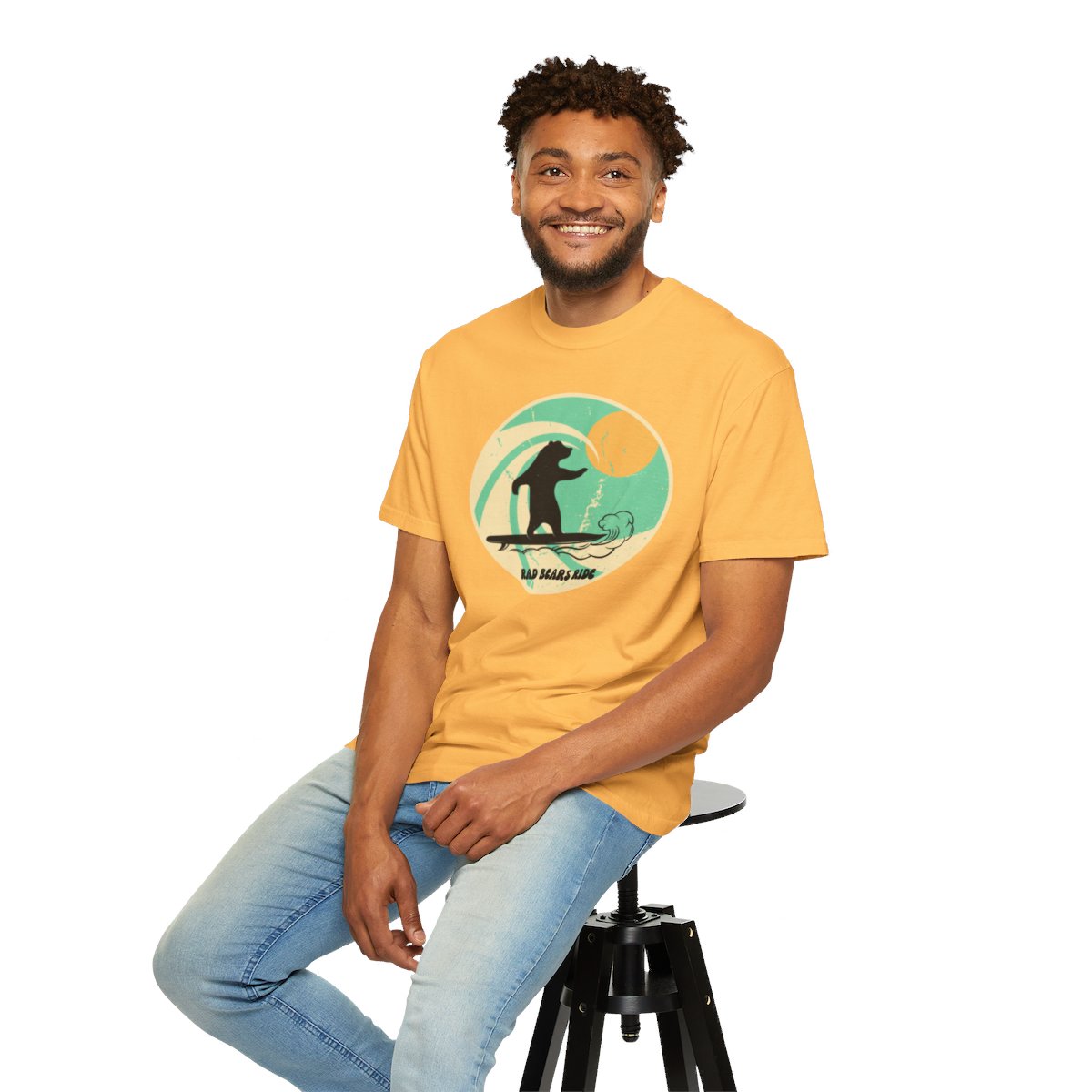Gnarly Surfer Themed T-shirt Featuring Bear with Cool Phrase