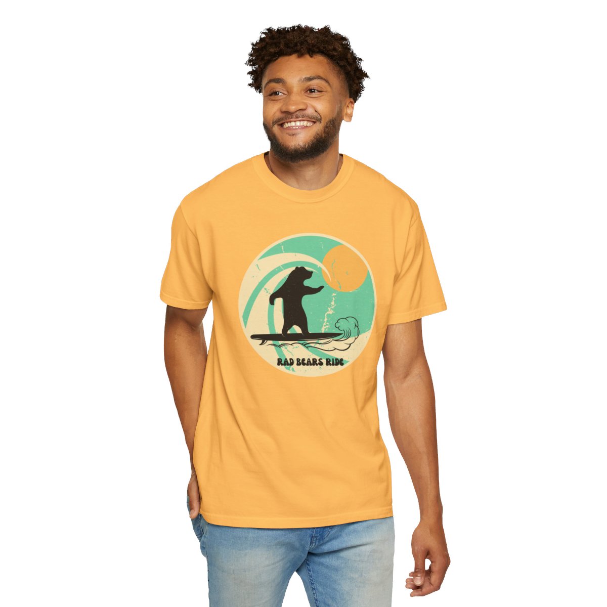 Gnarly Surfer Themed T-shirt Featuring Bear with Cool Phrase