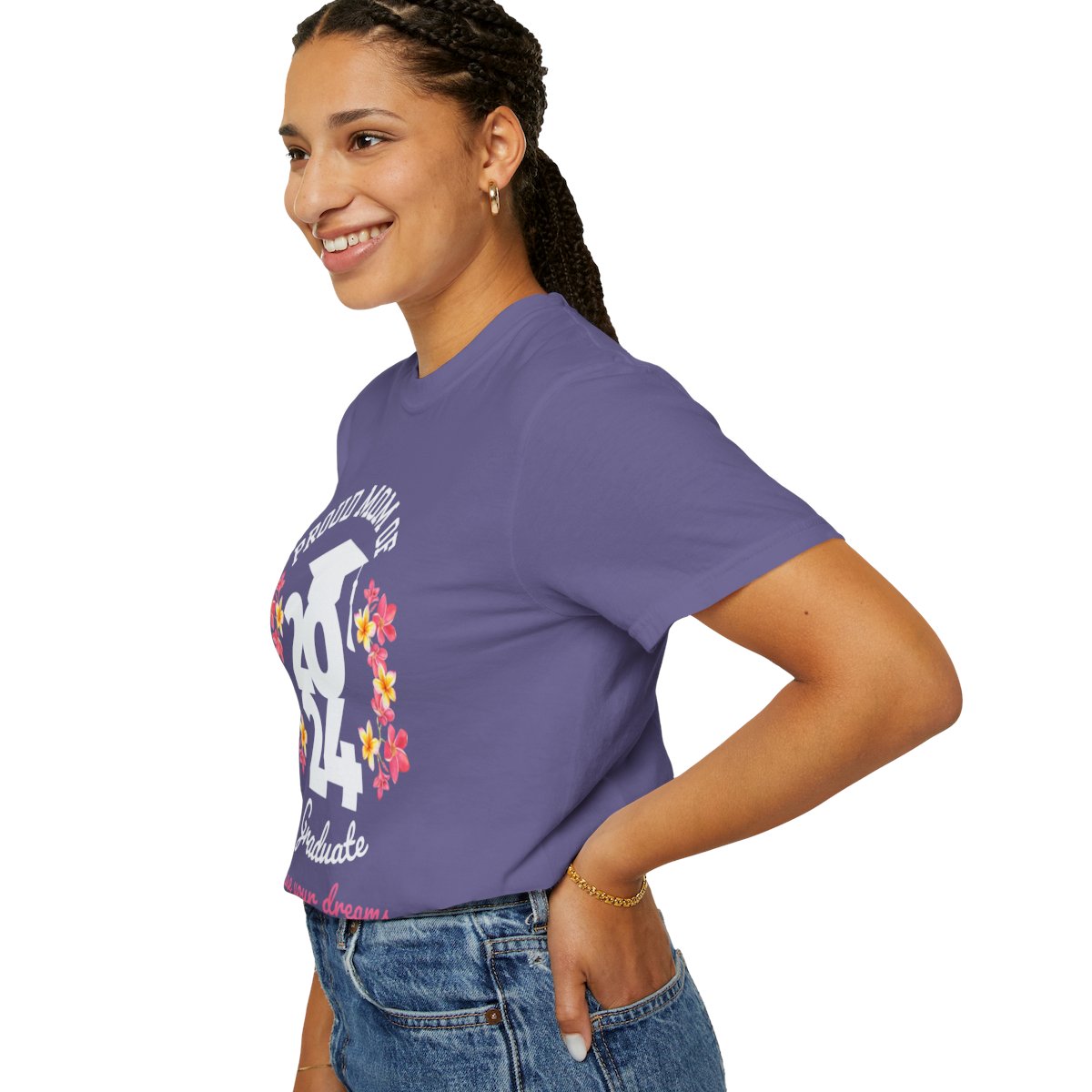 2024 Graduate Proud Mom Comfy T-shirt with Light Letters