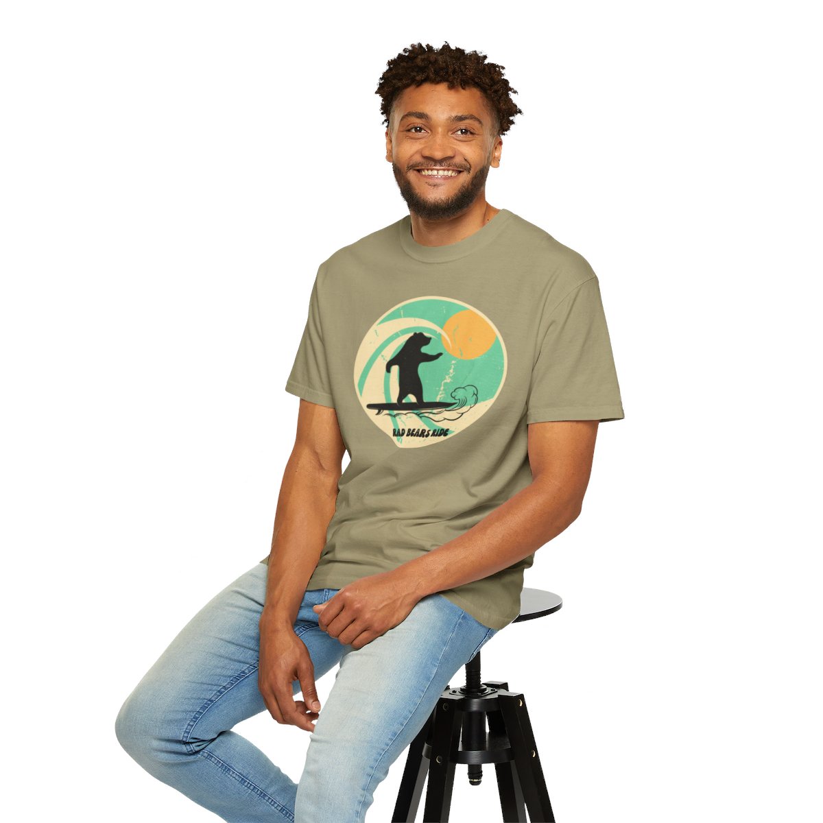 Gnarly Surfer Themed T-shirt Featuring Bear with Cool Phrase