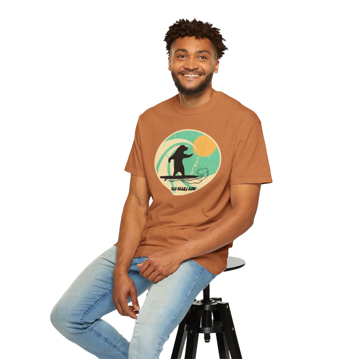 Gnarly Surfer Themed T-shirt Featuring Bear with Cool Phrase