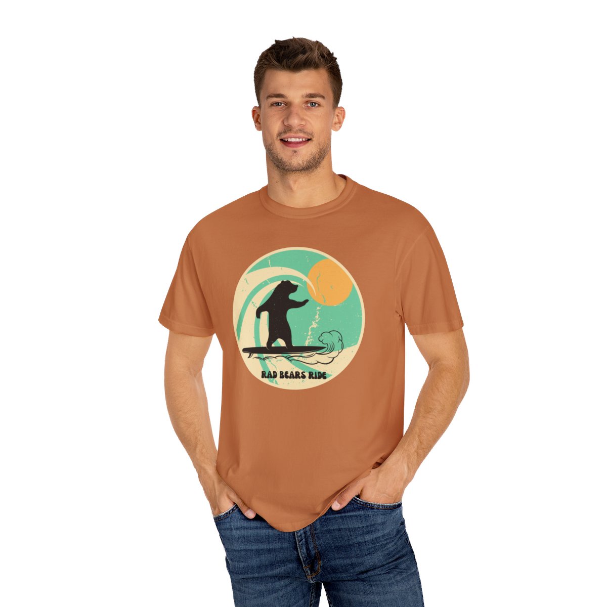Gnarly Surfer Themed T-shirt Featuring Bear with Cool Phrase