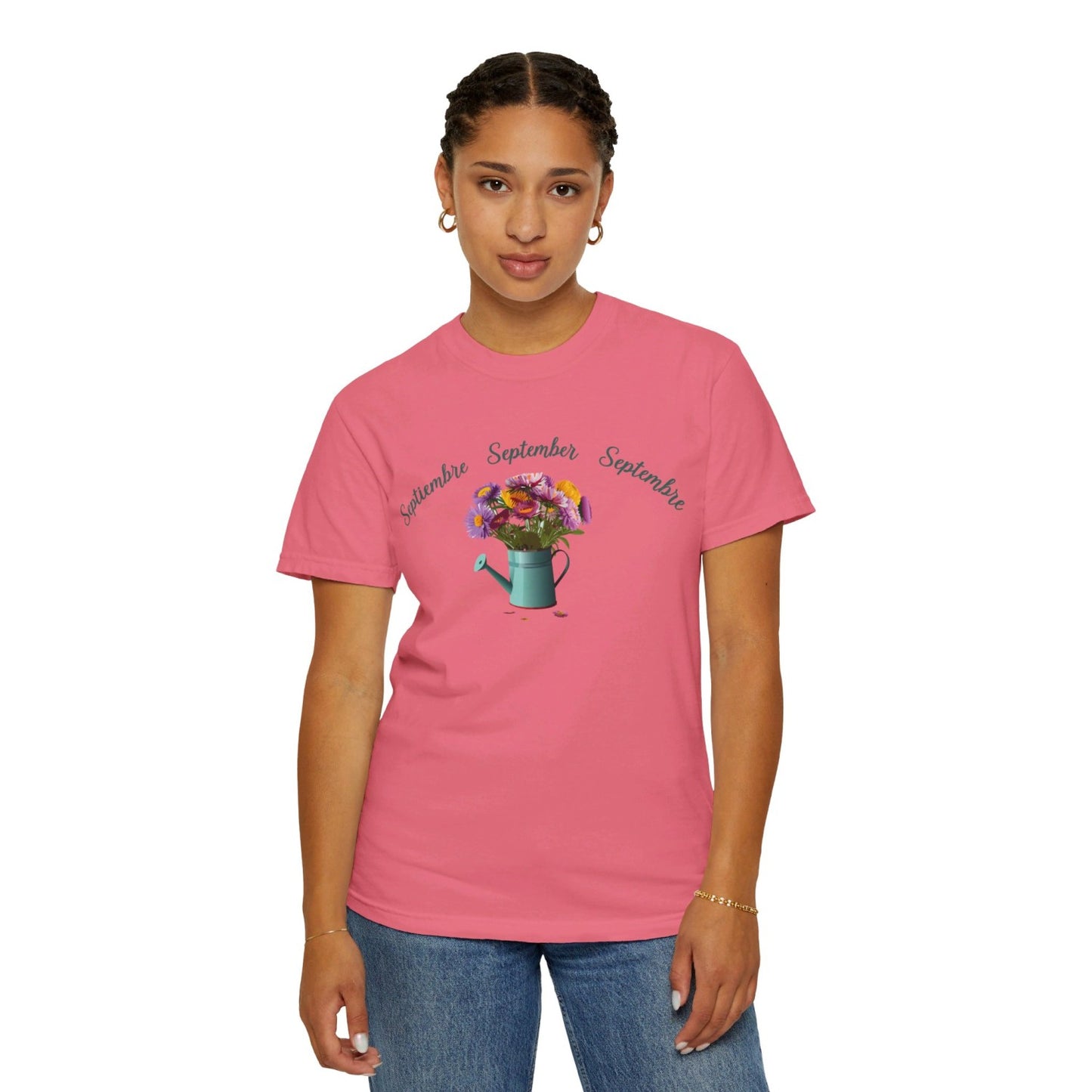 September Inspired Floral T-Shirt Featuring Aster Flowers