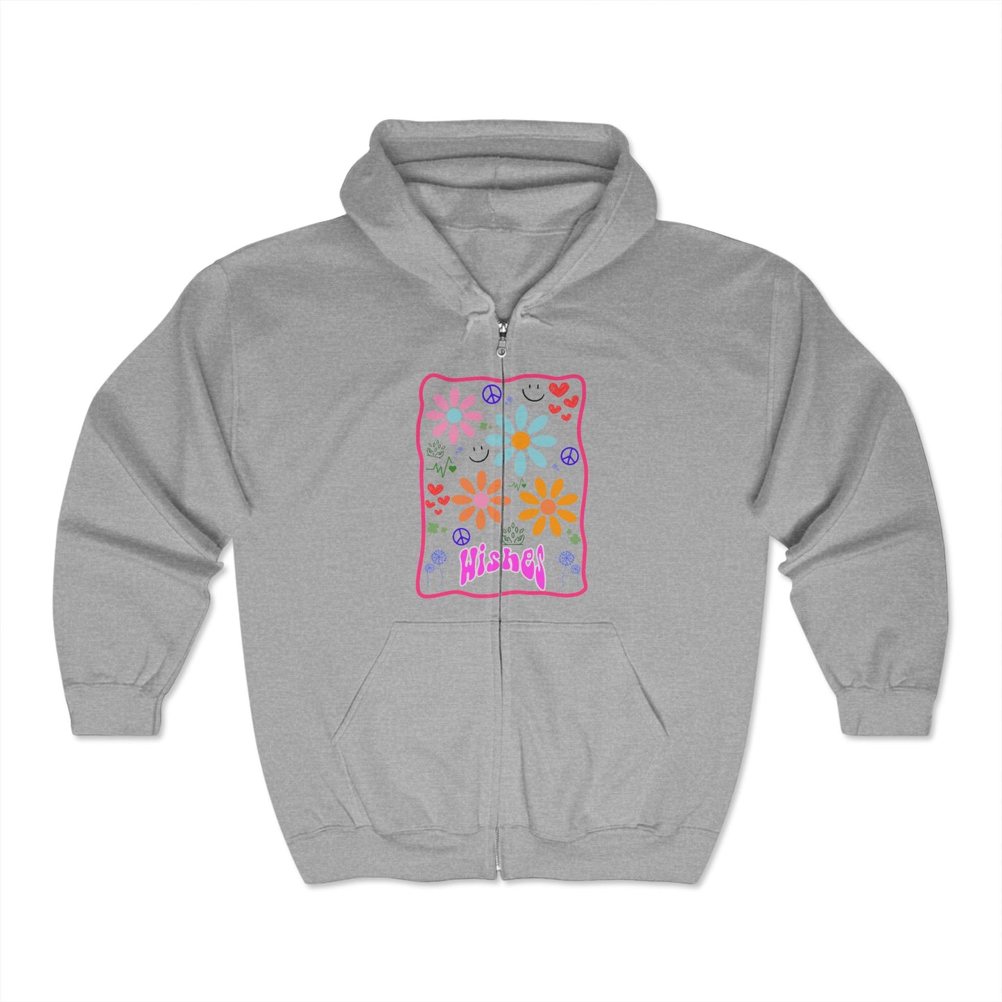 Wishes Collection Heavy Blend™ Full Zip Hooded Sweatshirt (in Grey)