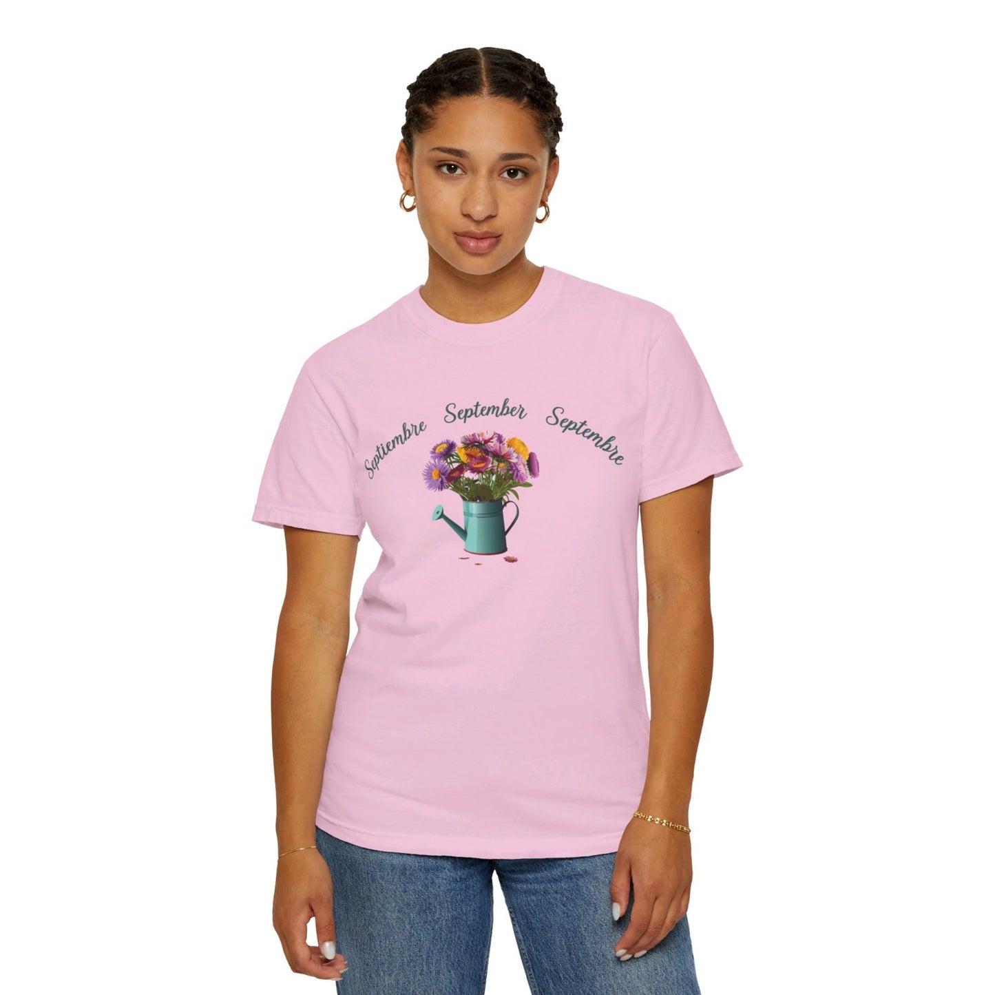 September Inspired Floral T-Shirt Featuring Aster Flowers