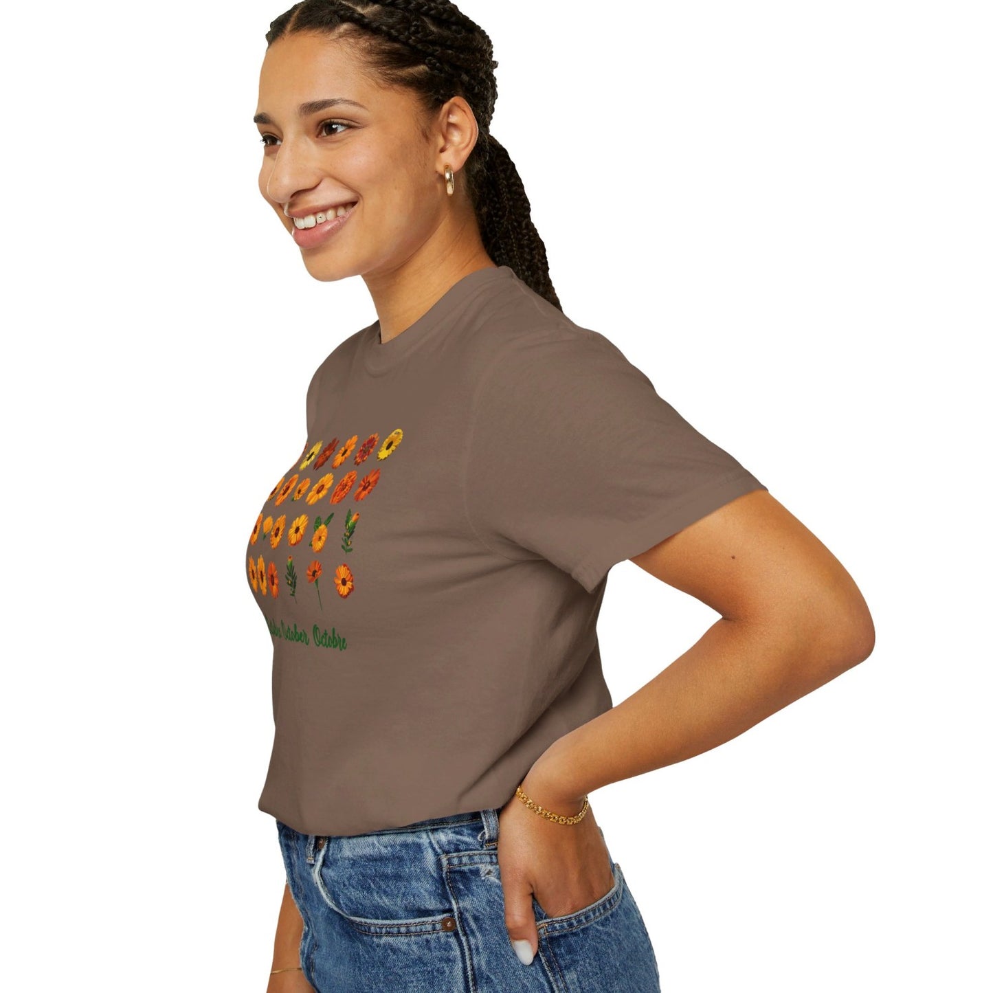 October Inspired Floral T-Shirt Featuring Marigolds