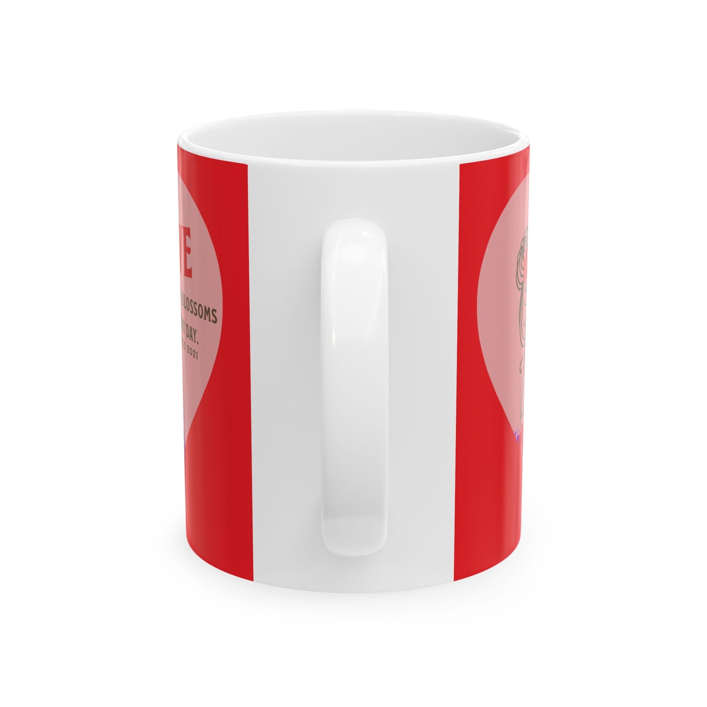 Blossoming Love Collection Ceramic Mug in Red, (11oz, 15oz)