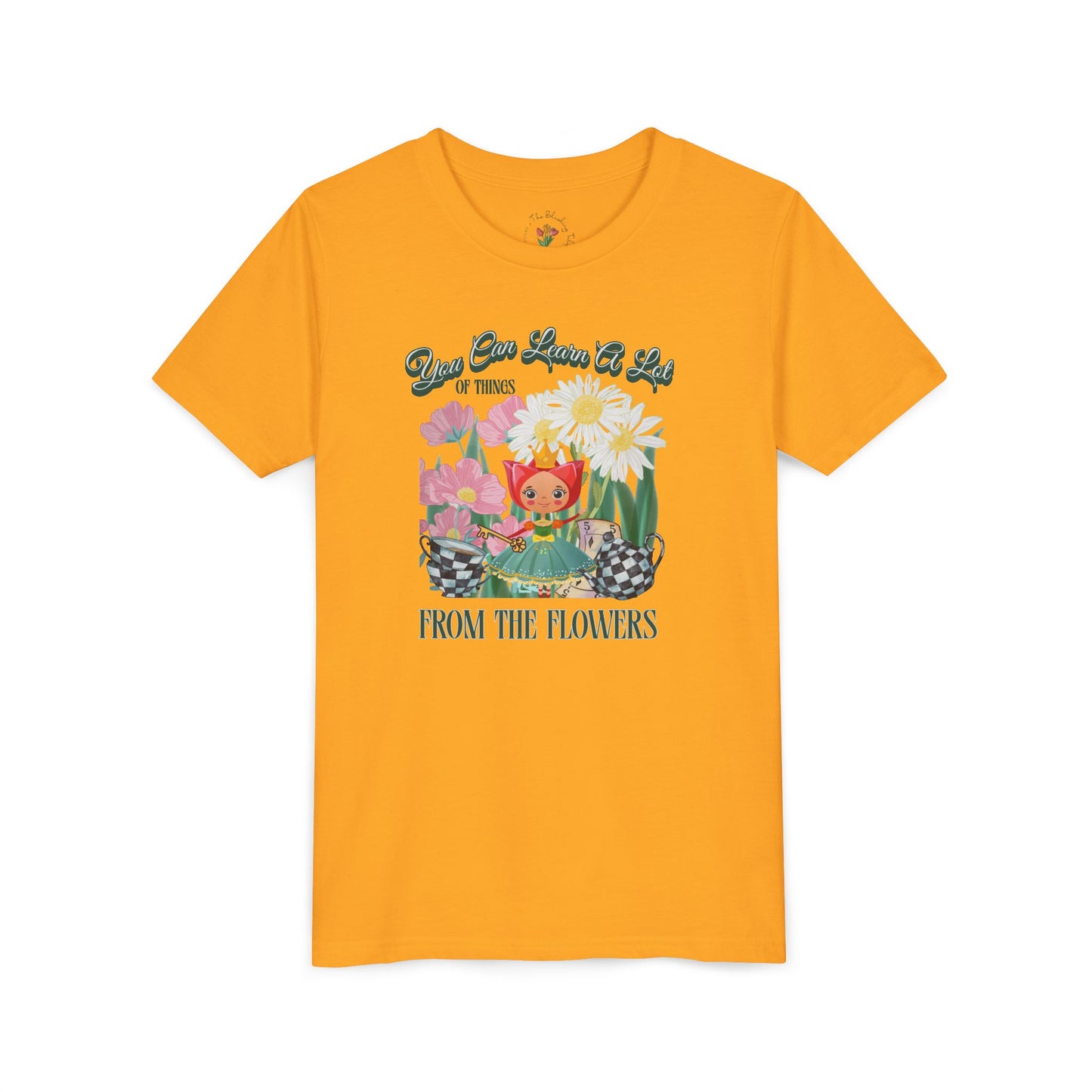 Wonderland Inspired Flower Youth Short Sleeve Tee