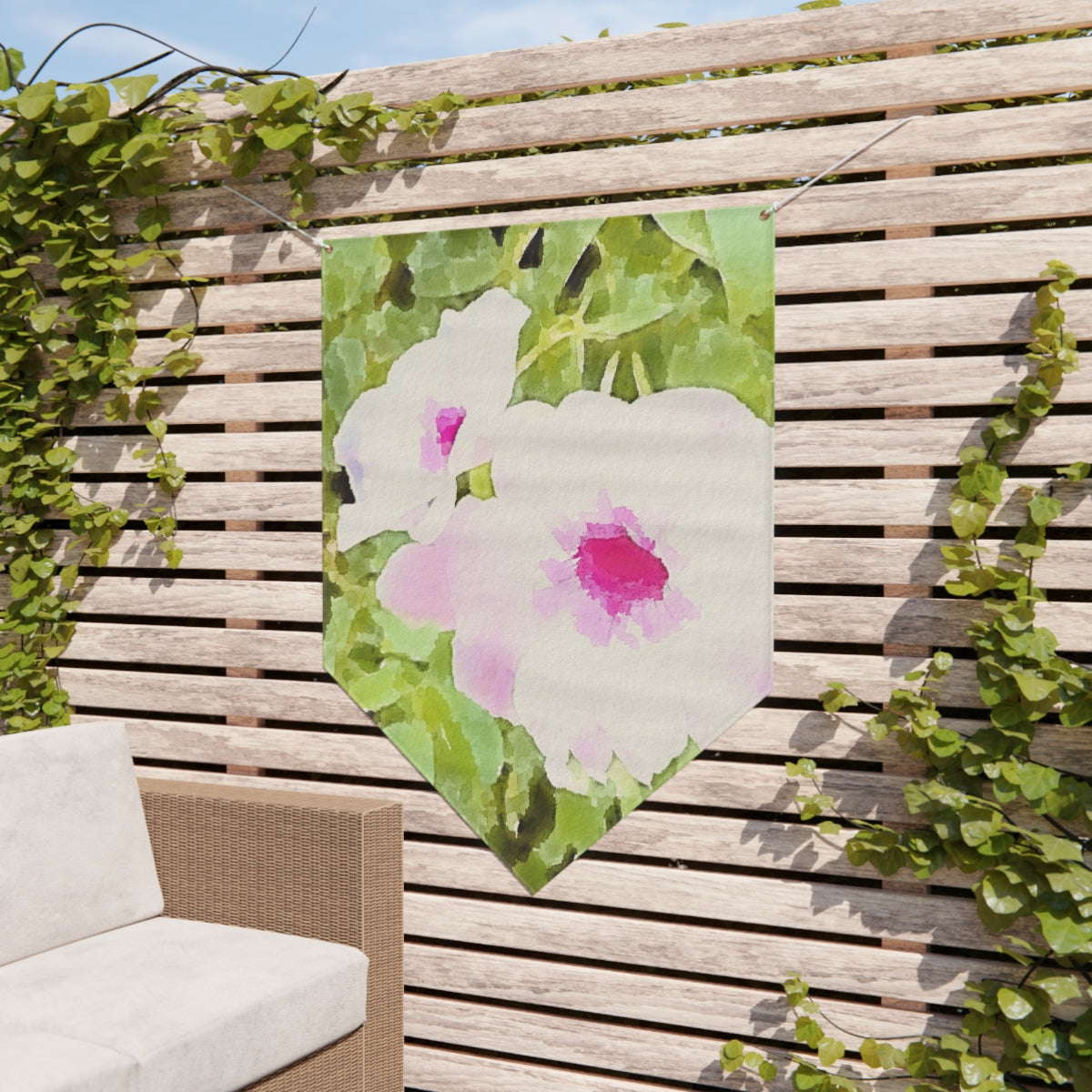 Chic Green Floral Pennant Banner in Watercolor Design