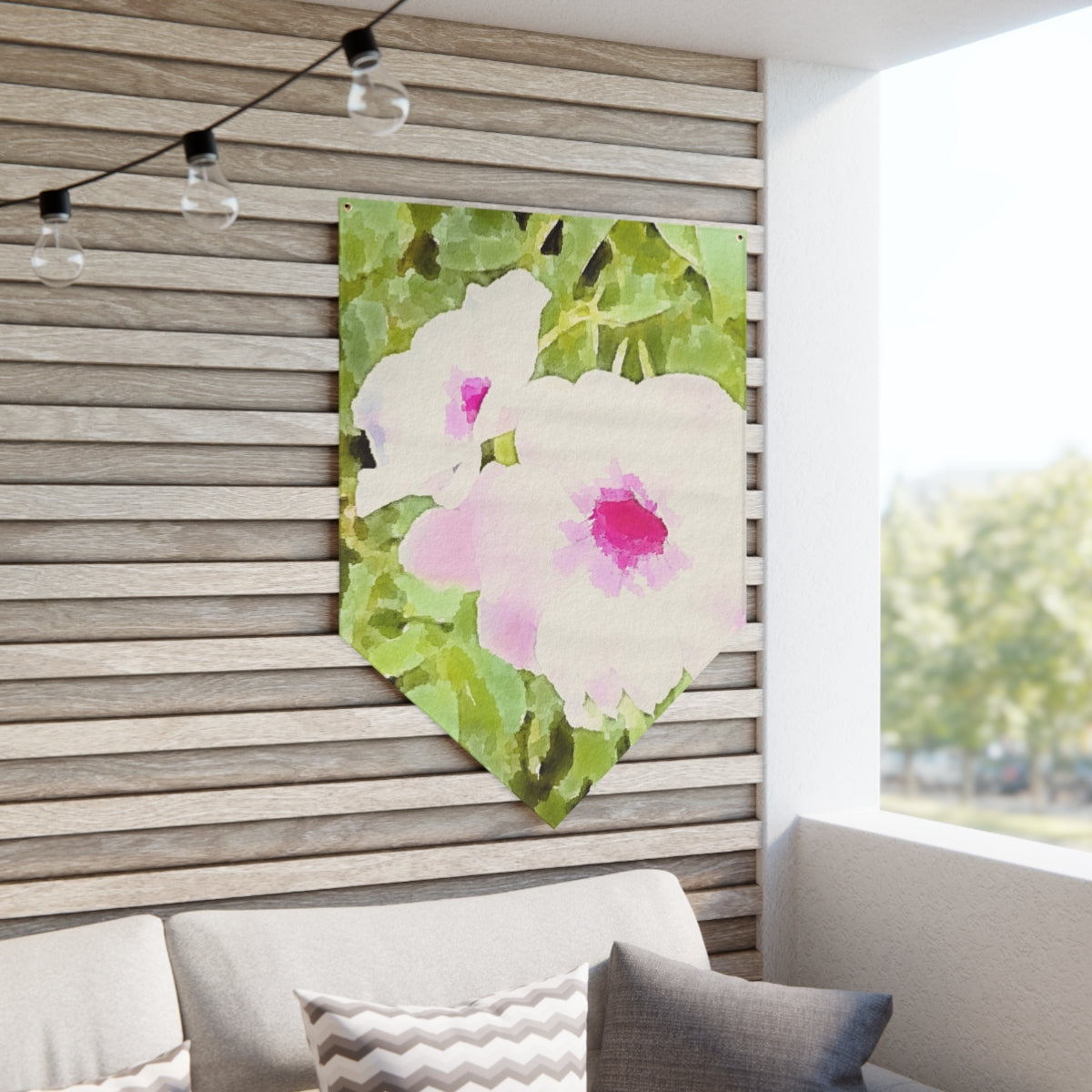 Chic Green Floral Pennant Banner in Watercolor Design
