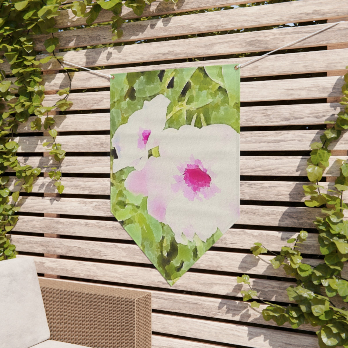 Chic Green Floral Pennant Banner in Watercolor Design